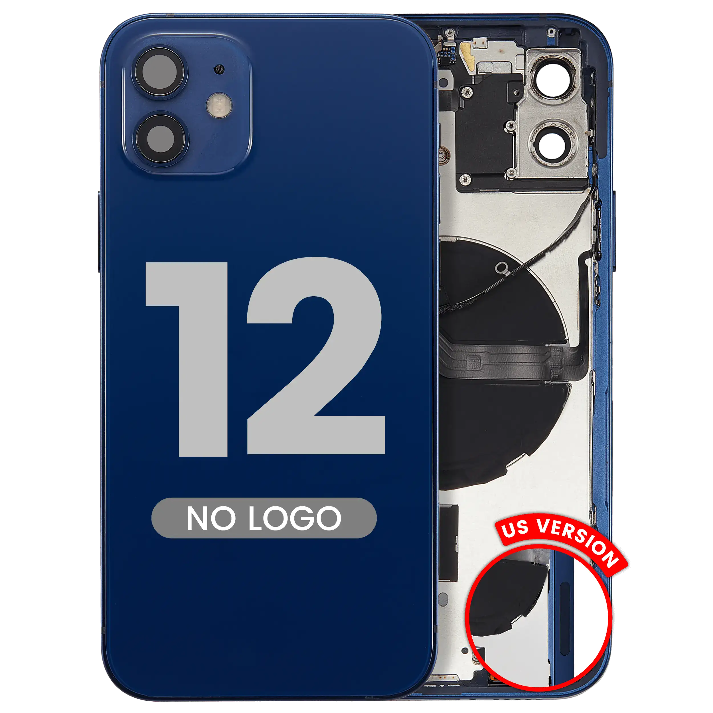 Back Cover with Small Parts for iPhone 12 (US Version) (Aftermarket Plus) (Blue)