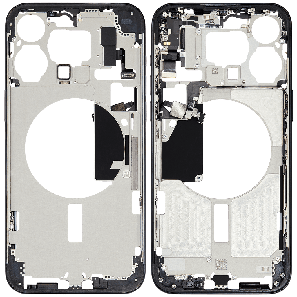 Midframe/Rahmen mit Small Parts für iPhone 15 Pro Max (EU / Global Version) (gebrauchter OEM-Ausbau, Qualität A) (Blau Titanium)