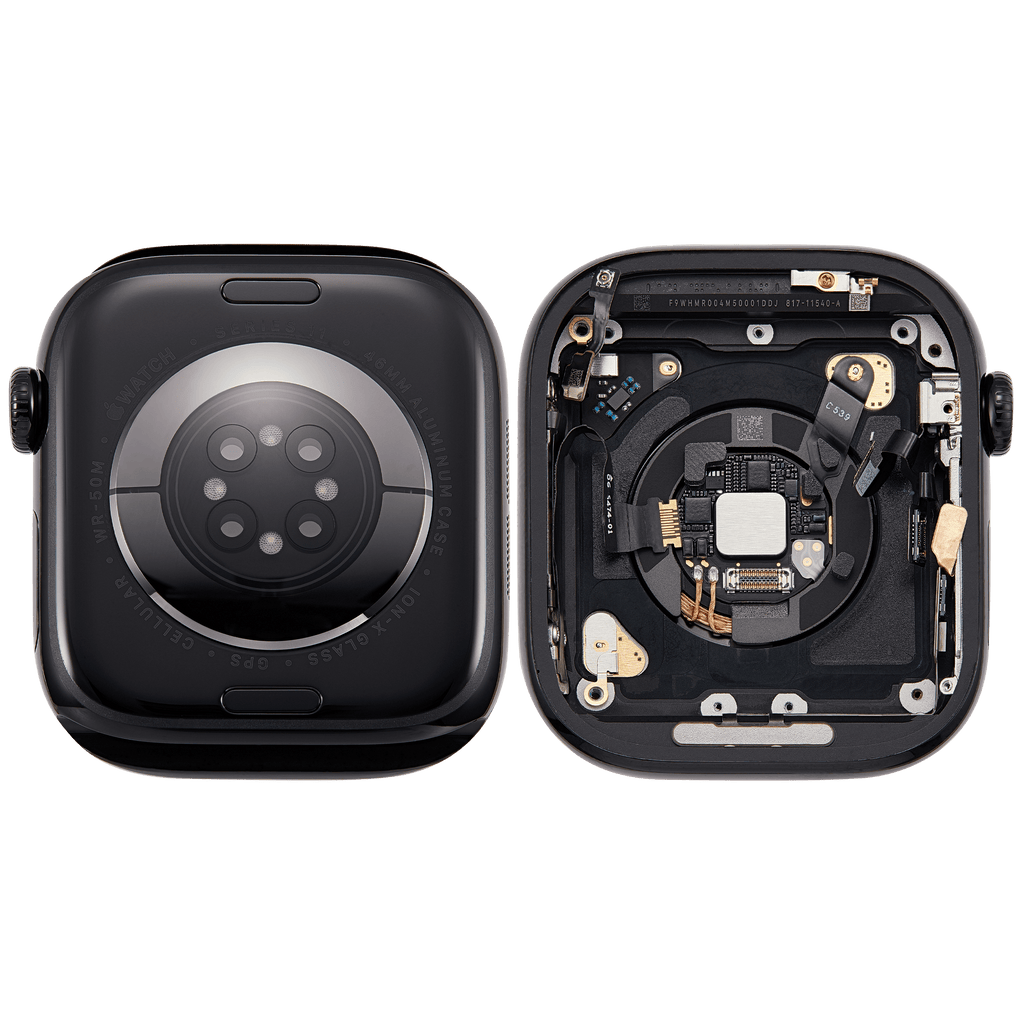 Backcover/Rahmen für Watch Series 11 (46MM) (gebrauchter OEM-Ausbau, Qualität A) (Cellular Version) (Aluminum / Jet Black)