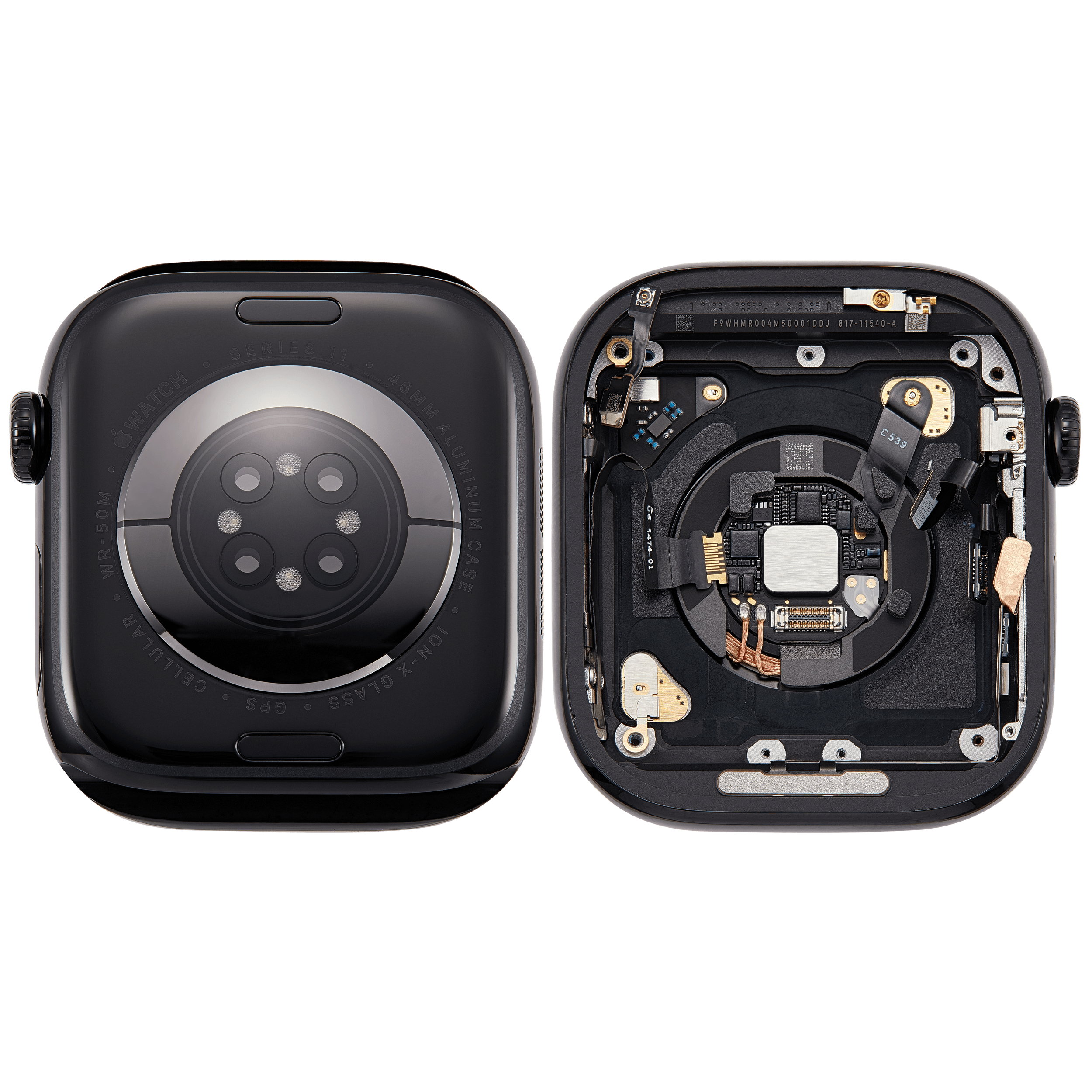 Backcover/Rahmen für Watch Series 11 (46MM) (gebrauchter OEM-Ausbau, Qualität A) (Cellular Version) (Aluminum / Jet Black)