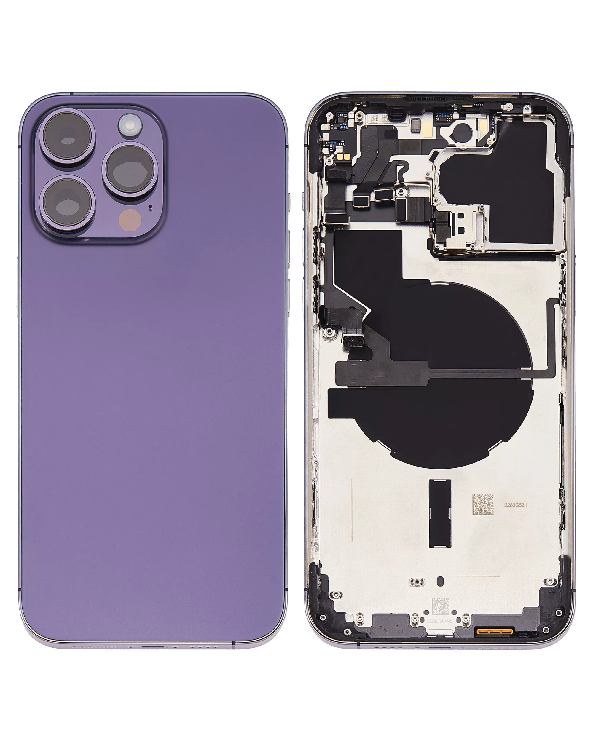 Backcover/Rahmen mit Small Parts für iPhone 14 Pro Max (US-Version) (gebrauchter OEM-Ausbau, Qualität B) (Deep Purple)