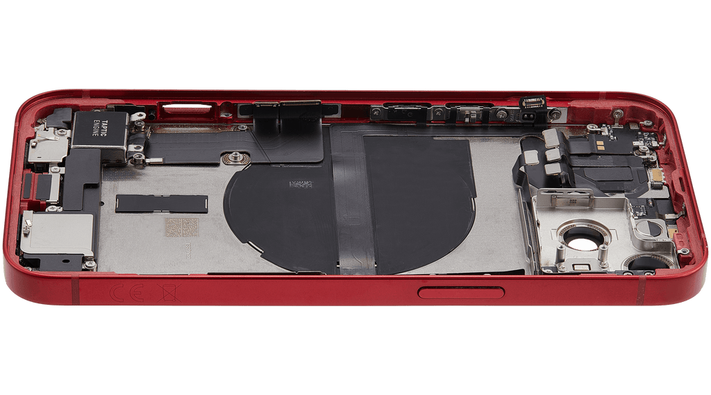 Backcover/Rahmen mit Ladebuchse Flex & Small Parts für iPhone 13 (EU / Global Version) (gebrauchter OEM-Ausbau, Qualität C) (Rot)