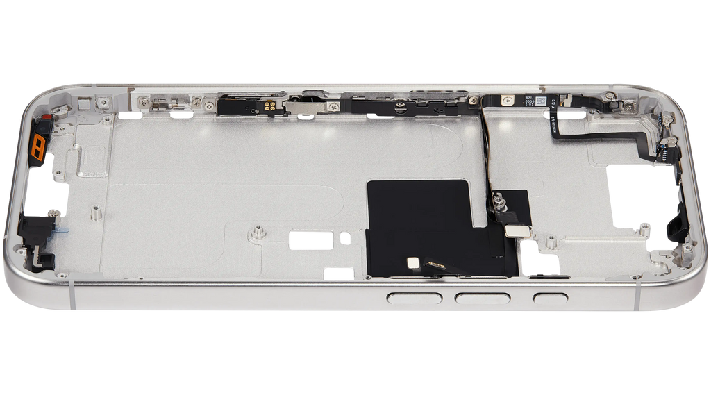 Midframe/Rahmen mit Power And Volume Button für iPhone 16 Pro (US-Version) (Aftermarket Plus) (Weiß Titanium)