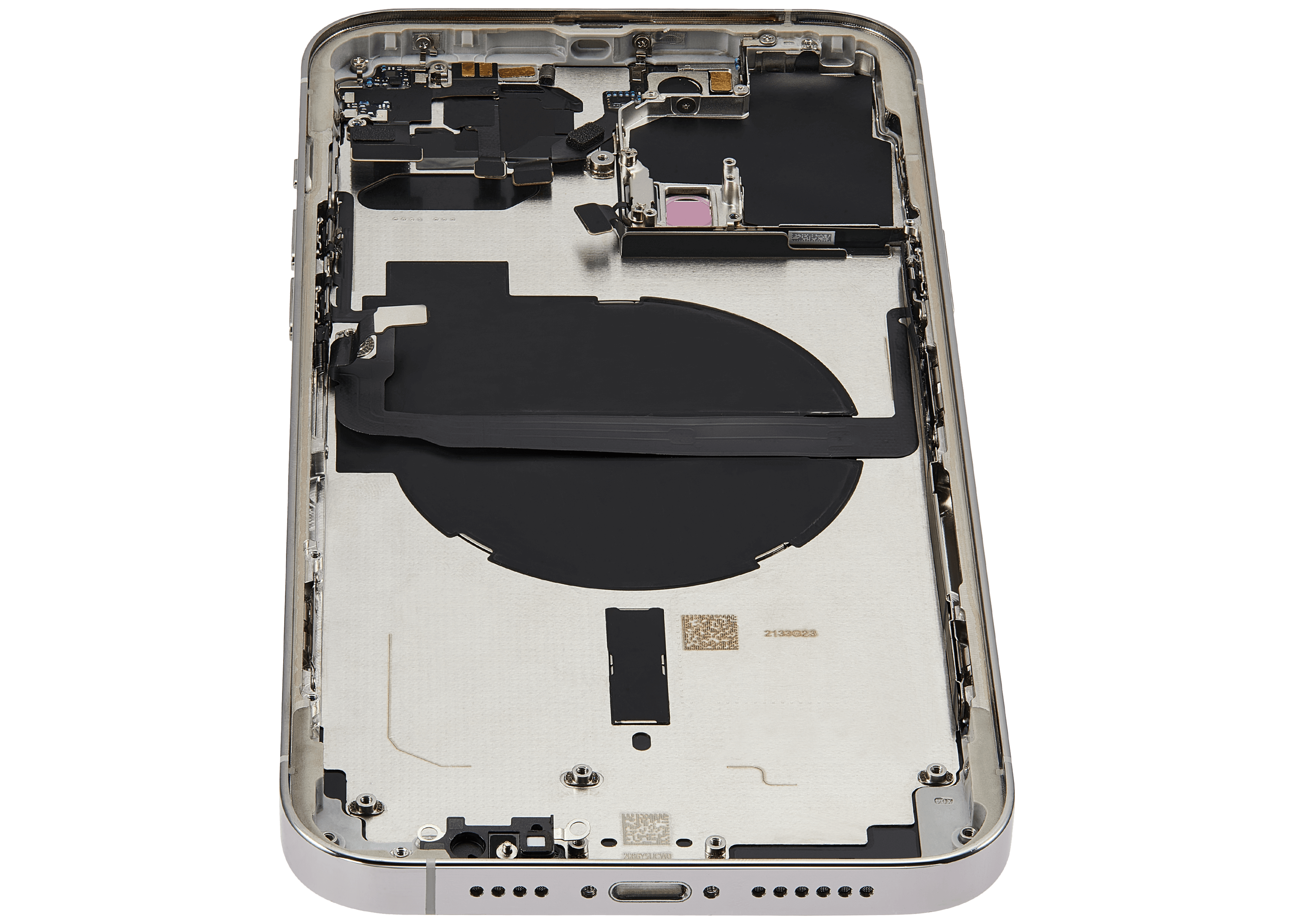 Backcover/Rahmen mit Small Parts für iPhone 13 Pro Max (EU / Global Version) (gebrauchter OEM-Ausbau, Qualität B) (Silber)