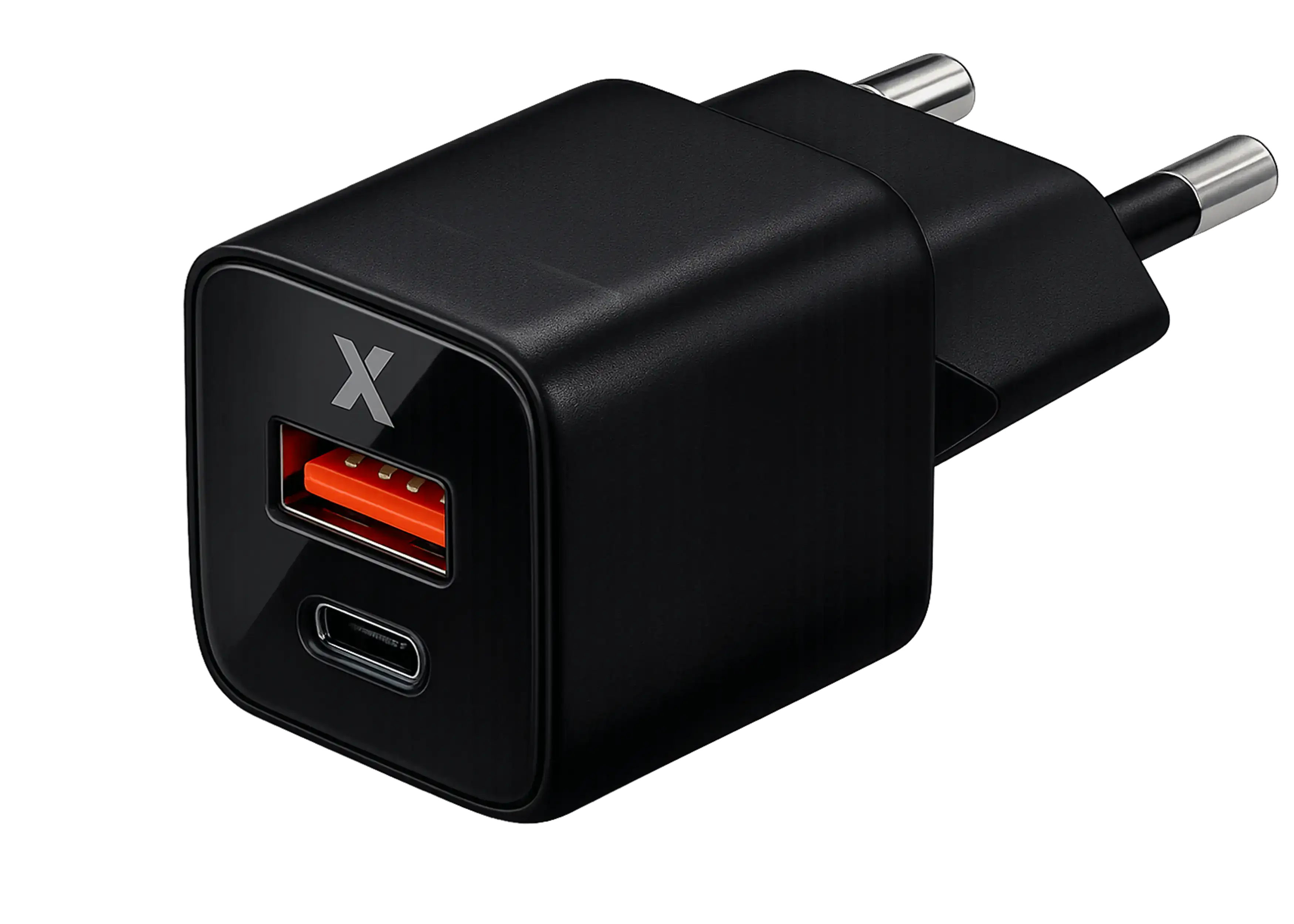 AmpSentrix Pro 30W 2-in-1 USB-C / USB-A GaN Wall Adapter (220V / EU Plug) (Schwarz Titanium)