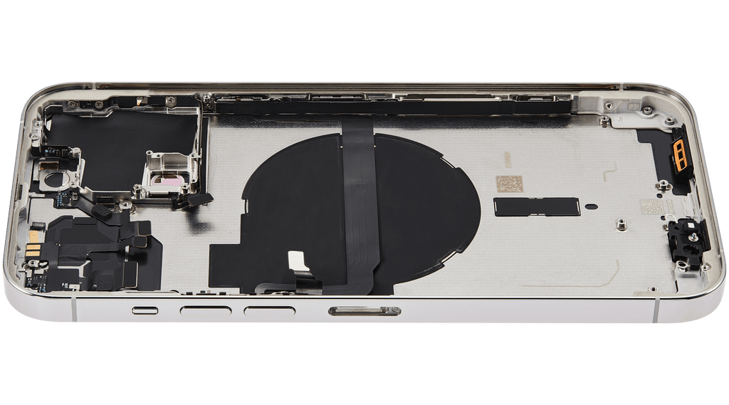 Backcover/Rahmen mit Small Parts für iPhone 13 Pro Max (EU / Global Version) (gebrauchter OEM-Ausbau, Qualität B) (Silber)