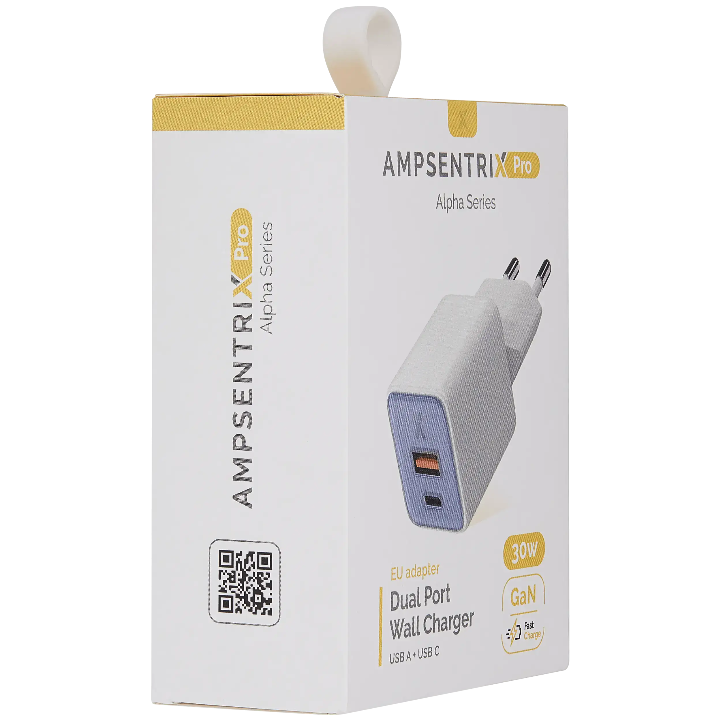 AmpSentrix Pro 30W 2-in-1 USB-C / USB-A GaN Wall Adapter (220V / EU Plug) (Ultramarine)