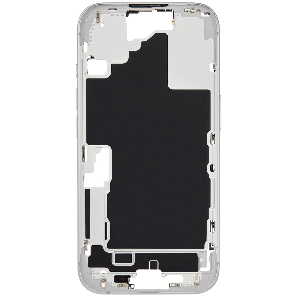 Midframe/Rahmen mit Small Parts für iPhone 16 (EU / Global Version) (gebrauchter OEM-Ausbau, Qualität B) (Weiß)