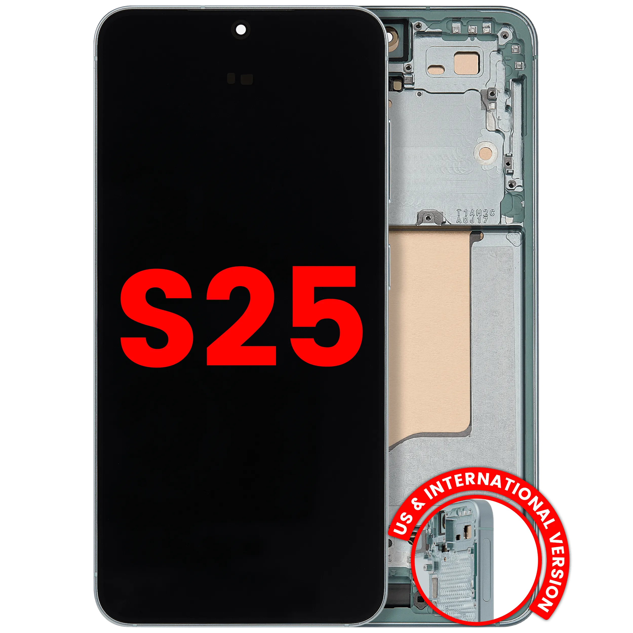 OLED-Display mit Rahmen für Samsung Galaxy S25 5G (US & International) (Aftermarket Plus) (Mint)