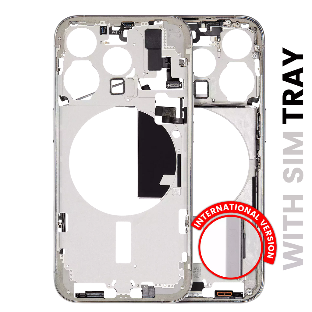 Midframe/Rahmen mit Small Parts für iPhone 15 Pro (EU / Global Version) (Aftermarket Plus) (Weiß Titanium)