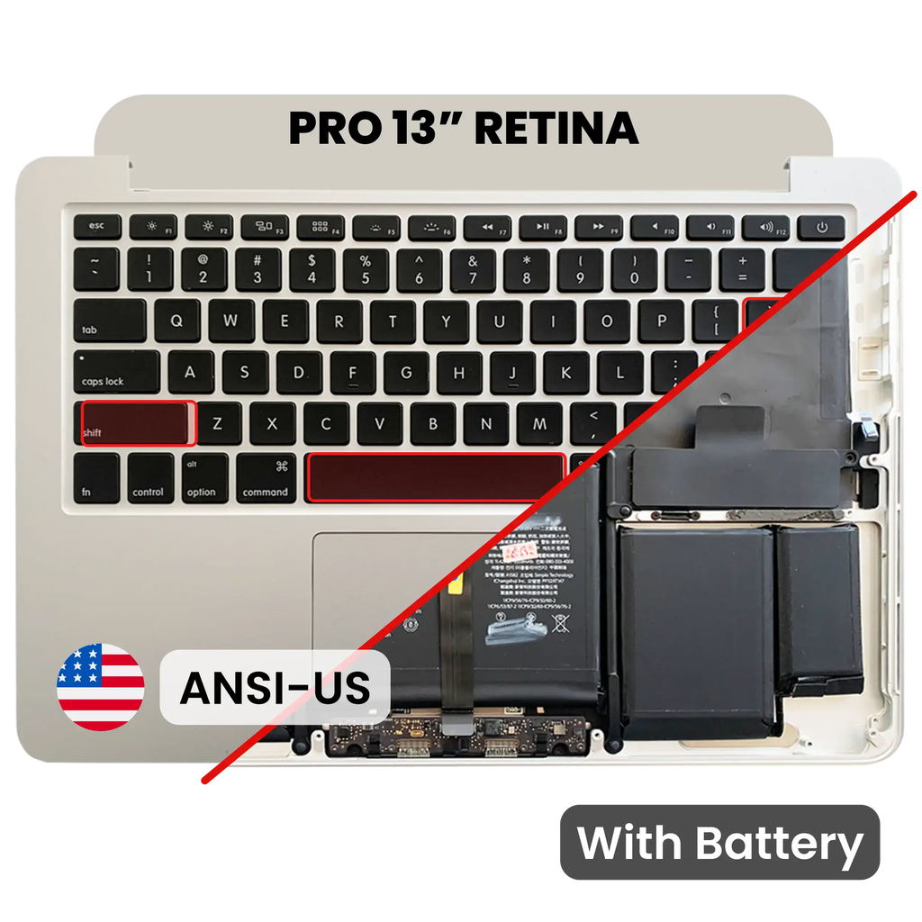 Top Case mit Akku and Keyboard (ANSI US) für MacBook Pro 13" A1502 (2015) (gebrauchter OEM-Ausbau, Qualität A)
