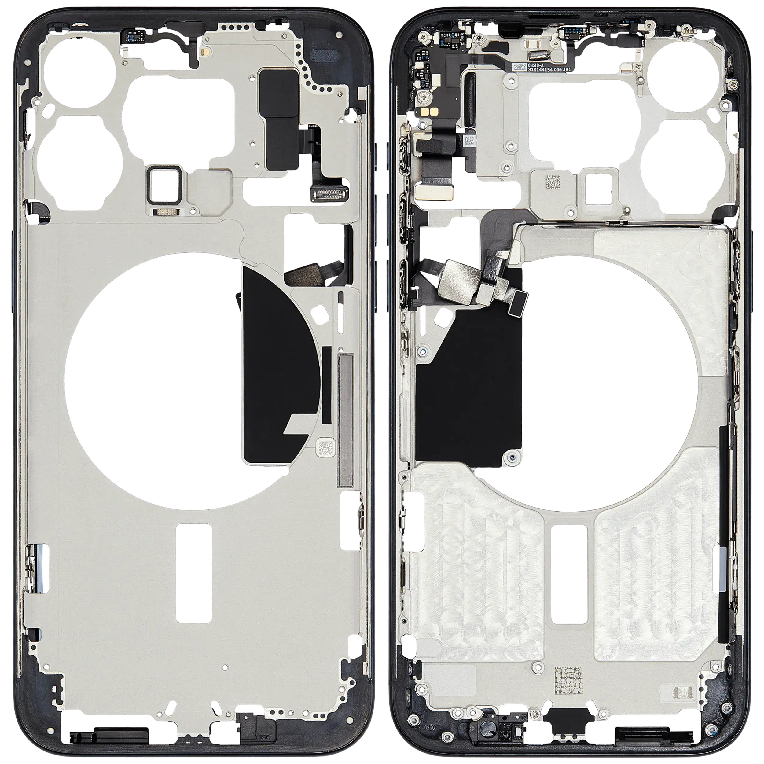 Midframe/Rahmen mit Small Parts für iPhone 15 Pro Max (EU / Global Version) (gebrauchter OEM-Ausbau, Qualität B) (Blau Titanium)
