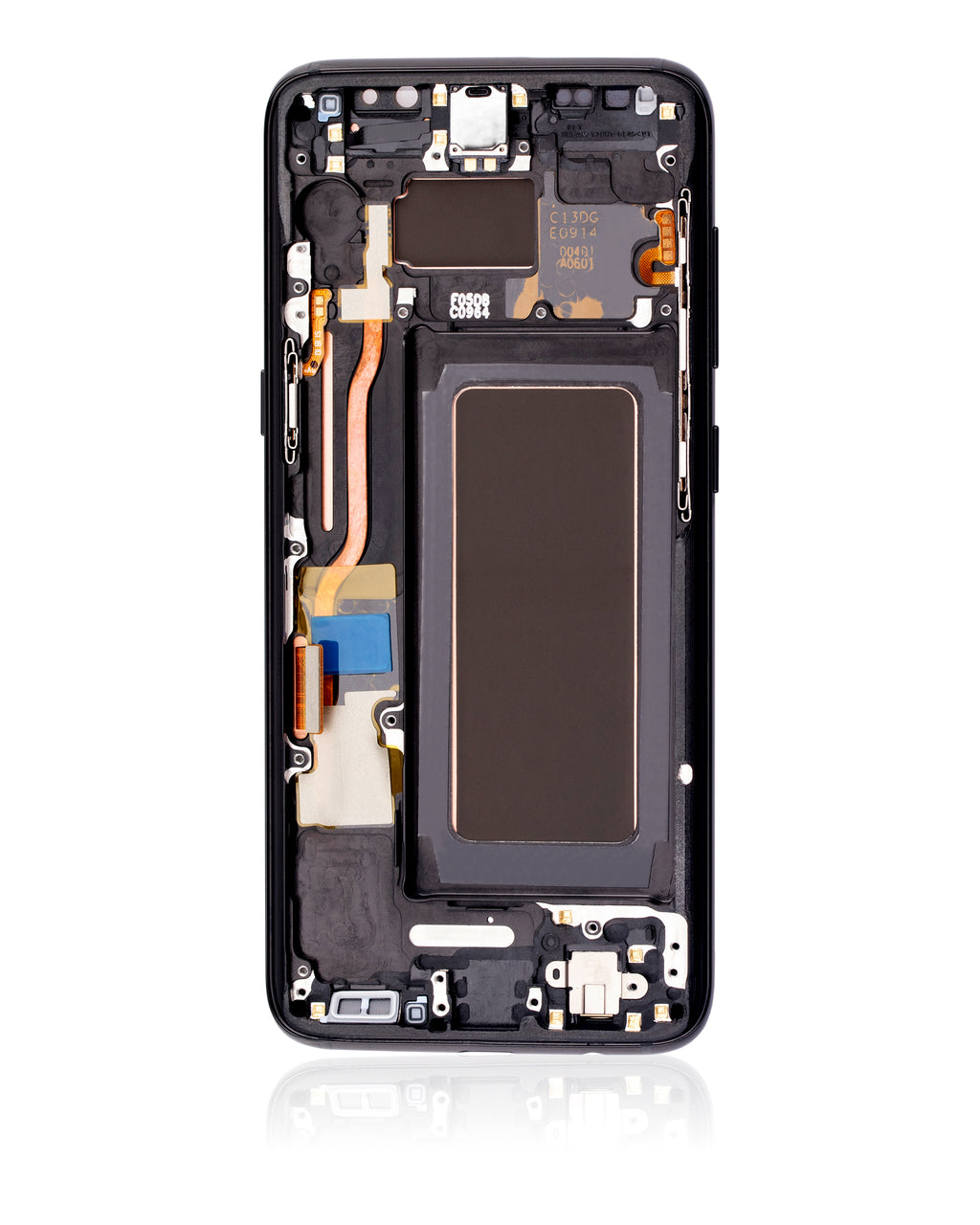 OLED-Display mit Rahmen für Samsung Galaxy S8 (gebrauchter OEM-Ausbau, Qualität B/C) (Midnight Schwarz)