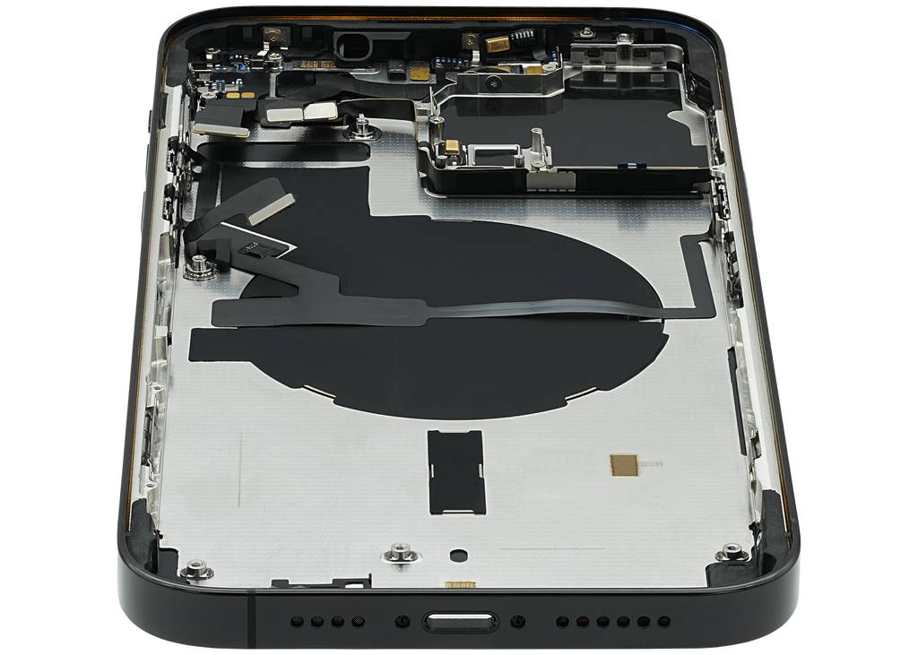 Backcover/Rahmen mit Small Parts für iPhone 14 Pro Max (EU / Global Version) (gebrauchter OEM-Ausbau, Qualität A) (Space Schwarz)