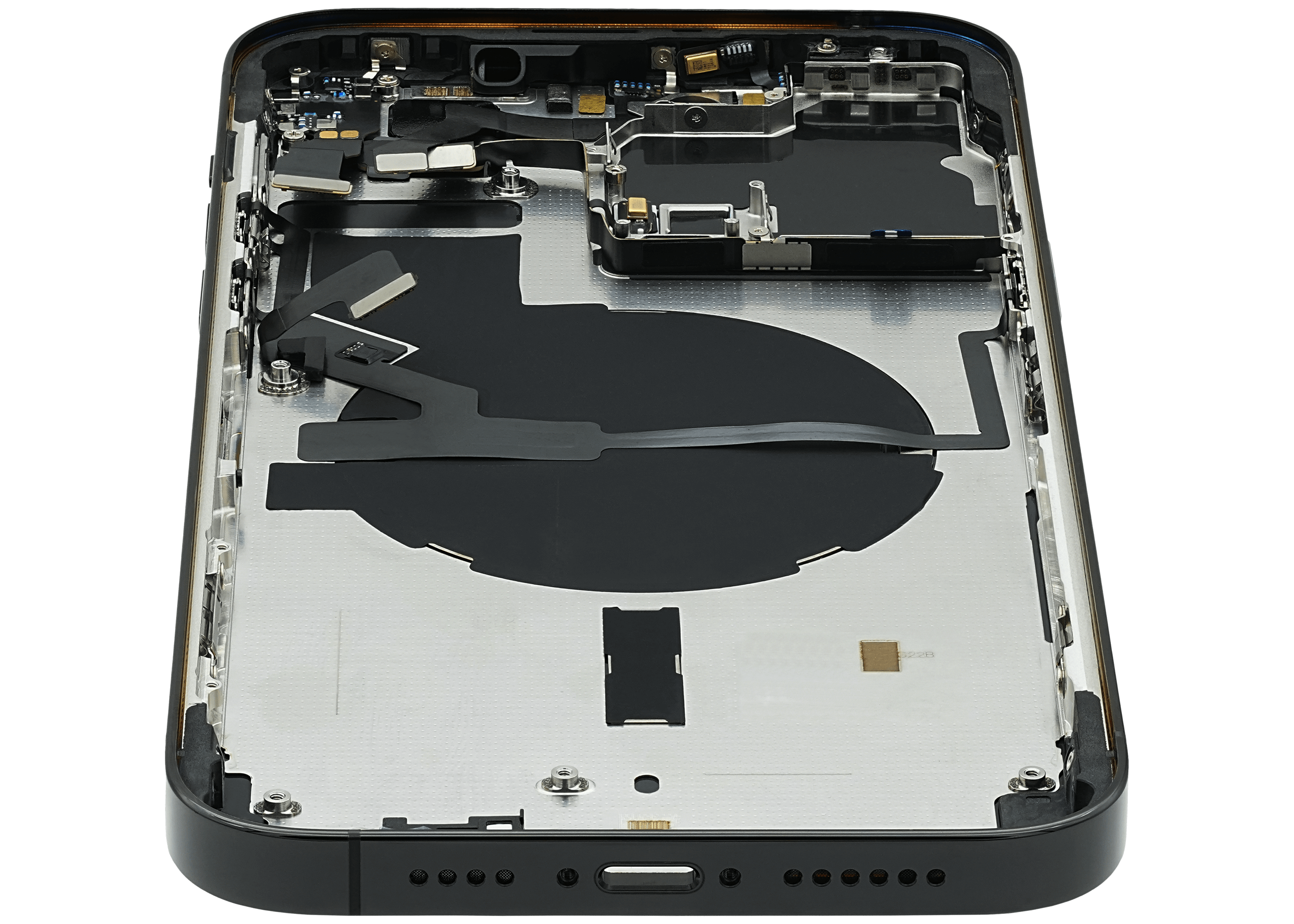 Backcover/Rahmen mit Small Parts für iPhone 14 Pro Max (EU / Global Version) (gebrauchter OEM-Ausbau, Qualität A) (Space Schwarz)