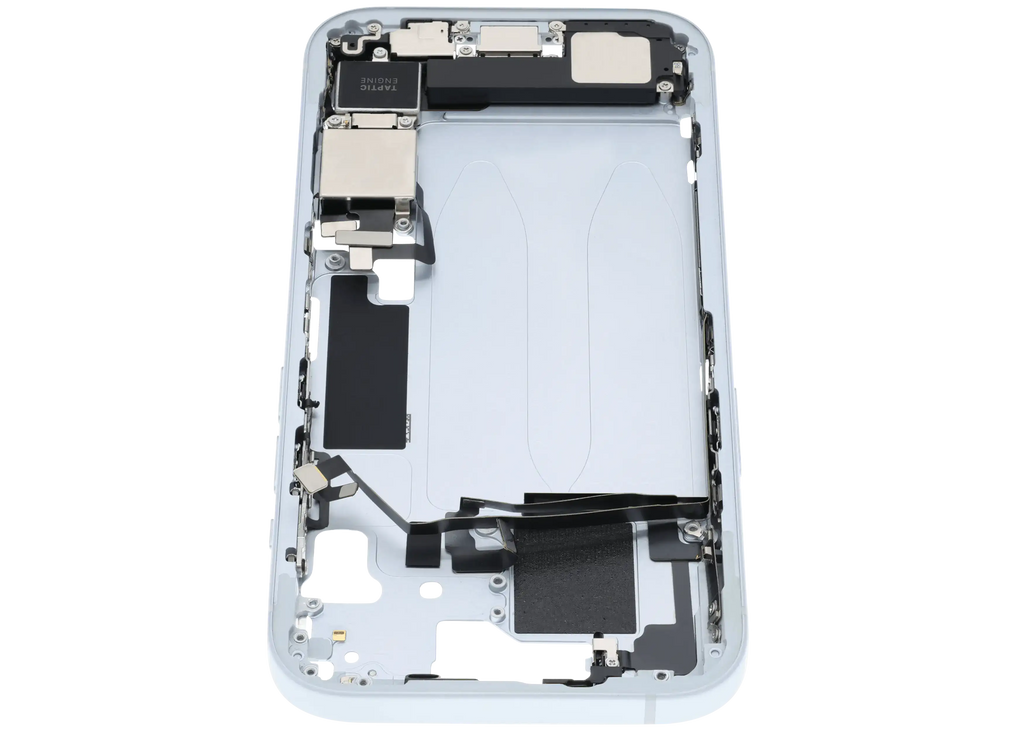 Midframe/Rahmen mit Ladebuchse Flex & Small Parts für iPhone 15 (US-Version) (gebrauchter OEM-Ausbau, Qualität C) (Blau)