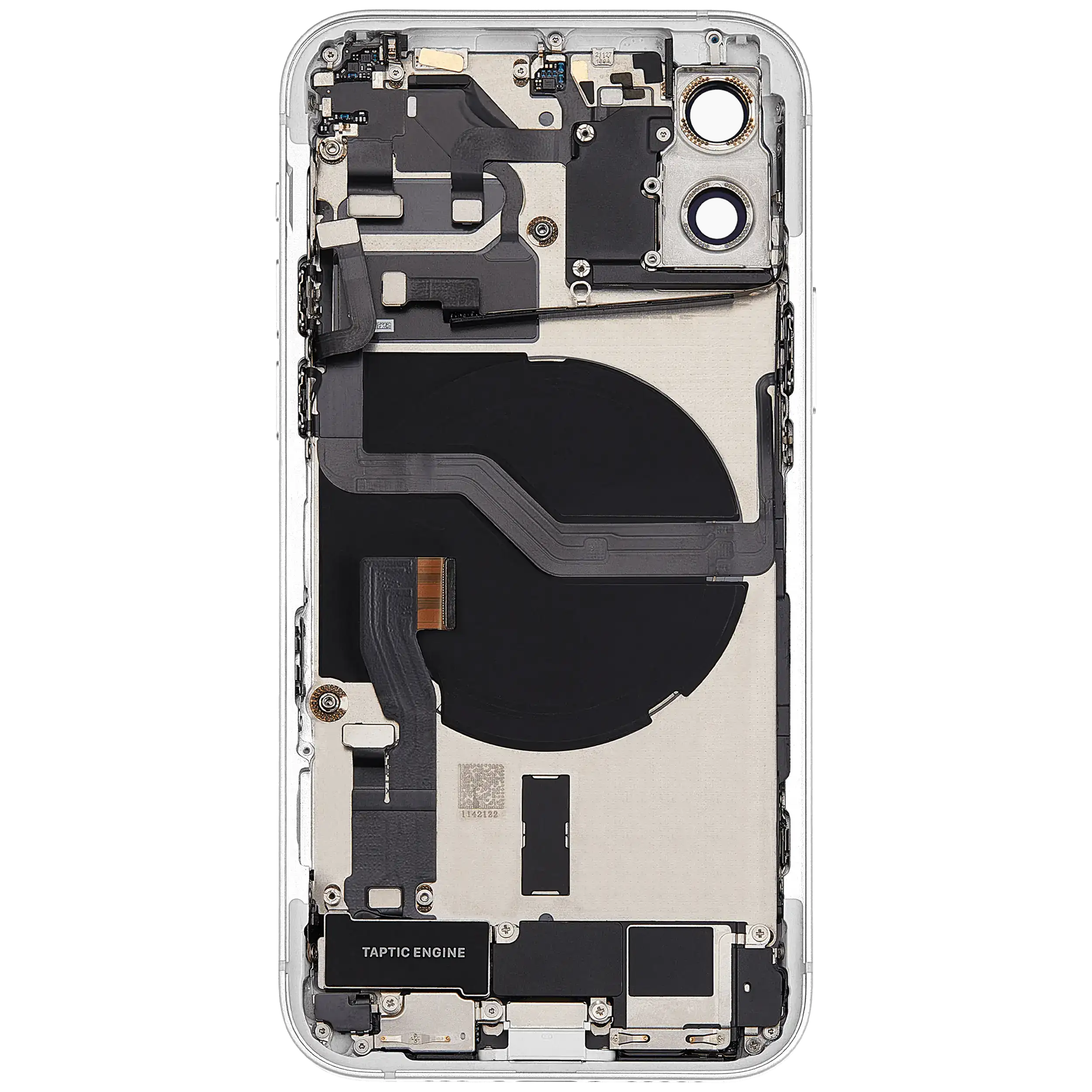 Backcover/Rahmen mit Ladebuchse Flex & Small Parts für iPhone 12 (EU / Global Version) (gebrauchter OEM-Ausbau, Qualität A) (Weiß)