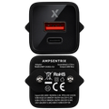 AmpSentrix Pro 30W 2-in-1 USB-C / USB-A GaN Wall Adapter (220V / EU Plug) (Schwarz Titanium)
