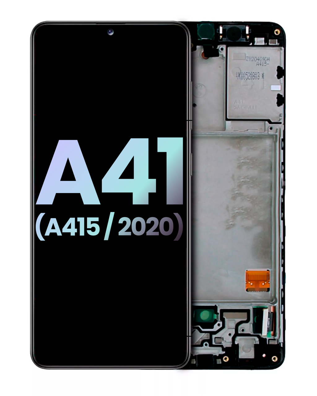 LCD-Display mit Rahmen für Samsung Galaxy A41 (A415 / 2020) (Service Pack) (Prism Crush Black)