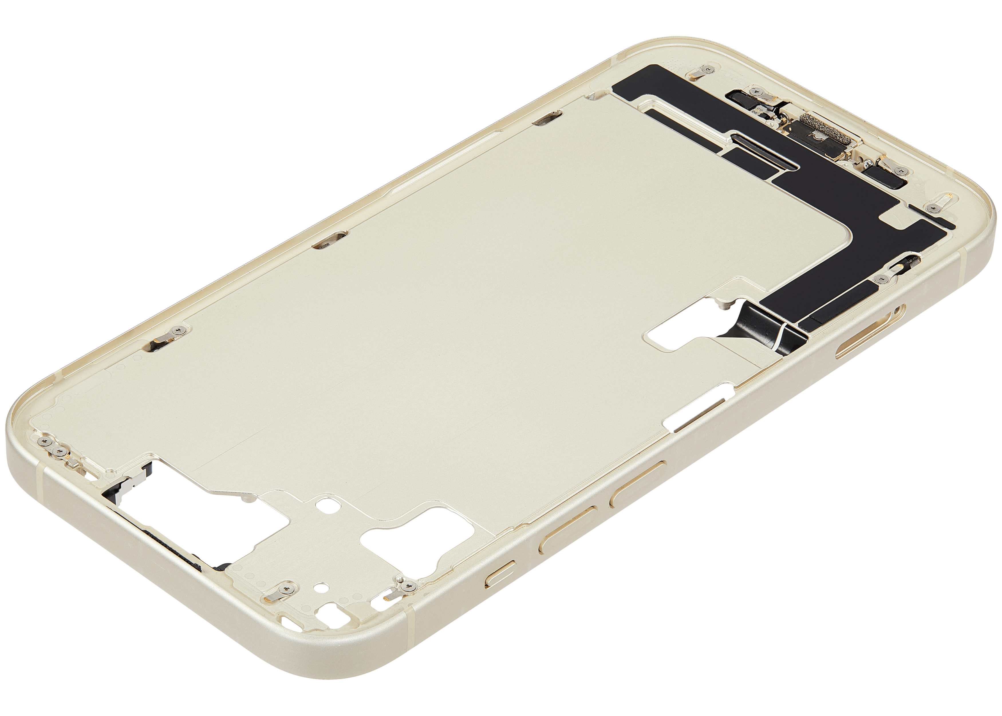 Midframe/Rahmen mit Ladebuchse Flex & Small Parts für iPhone 15 (EU / Global Version) (gebrauchter OEM-Ausbau, Qualität C) (Gelb)