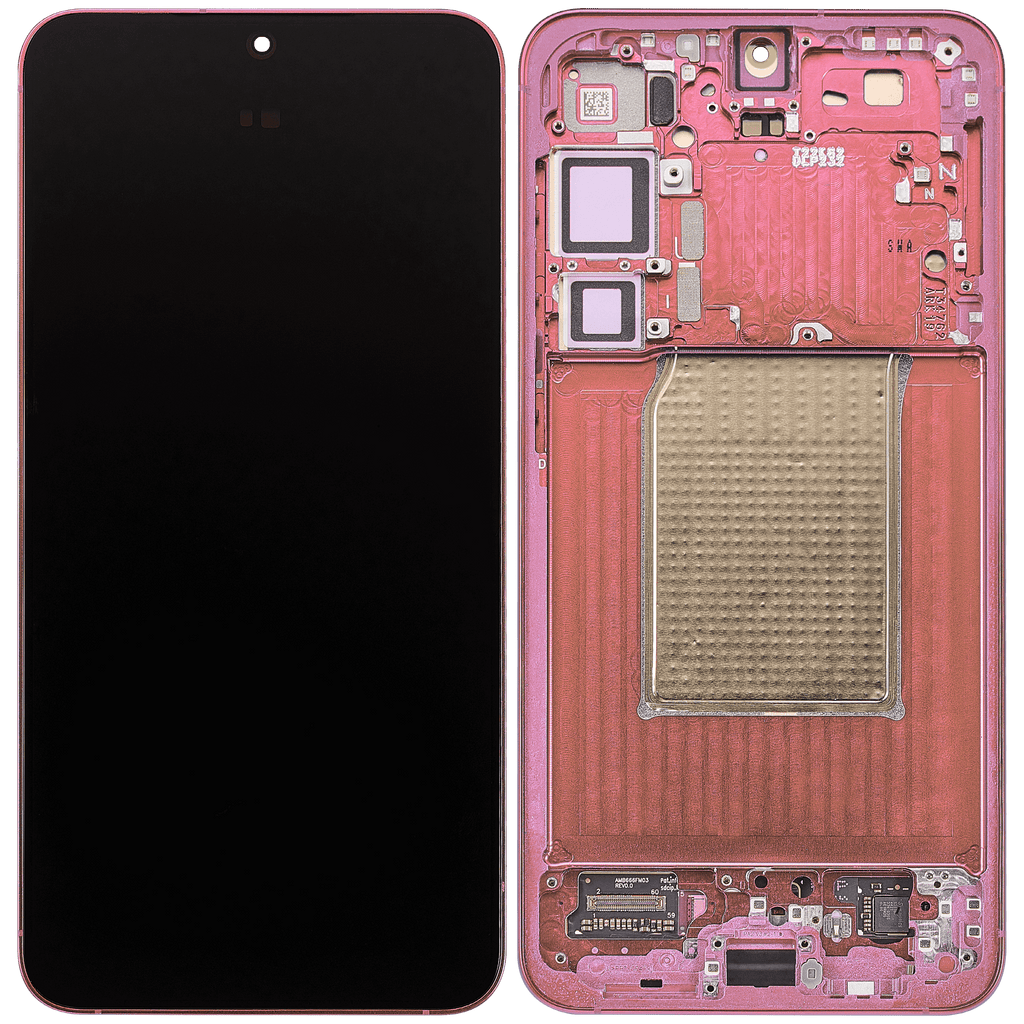 OLED-Display mit Rahmen für Samsung Galaxy S25 Plus 5G (US & Internationale Version) (Aftermarket Plus) (Coral Rot)