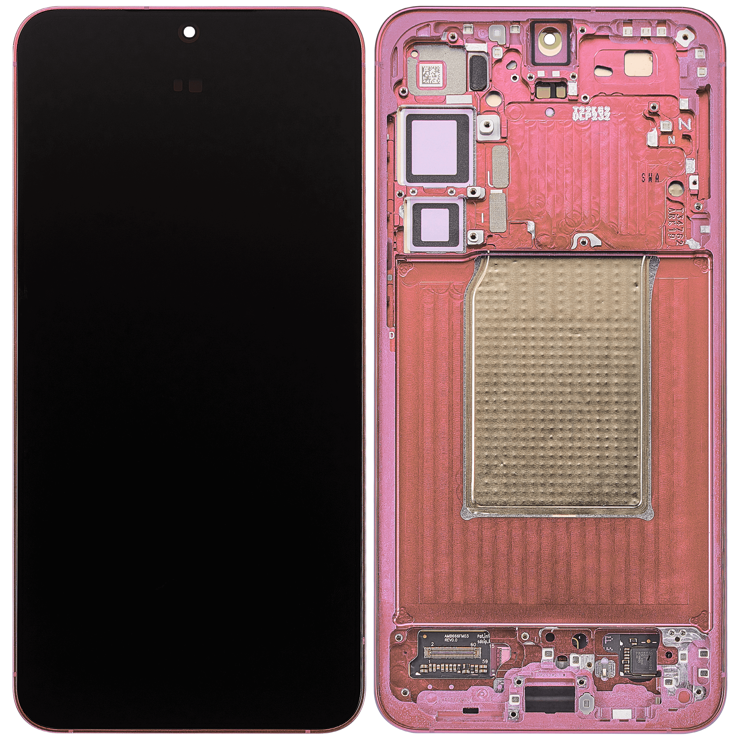 OLED-Display mit Rahmen für Samsung Galaxy S25 Plus 5G (US & Internationale Version) (Aftermarket Plus) (Coral Rot)