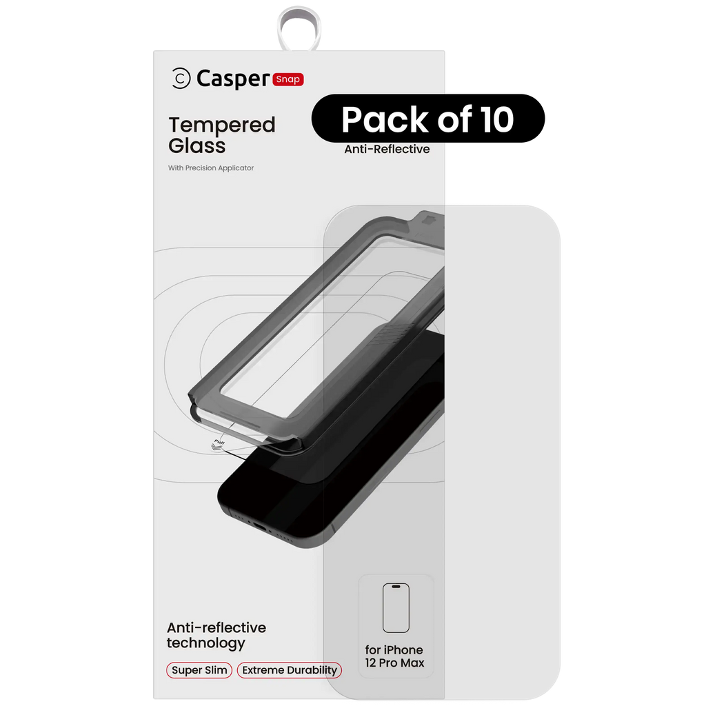 Casper Snap Temperglas für iPhone 12 Pro Max (10er-Pack) (AR Clear)