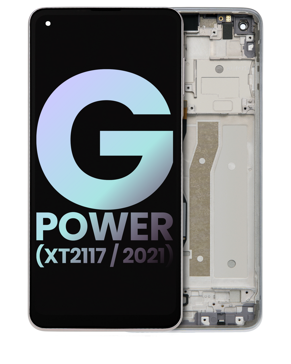 LCD Display with Frame for Motorola Moto G Power (XT2117 / 2021) (Original OEM) (Polar Silver)