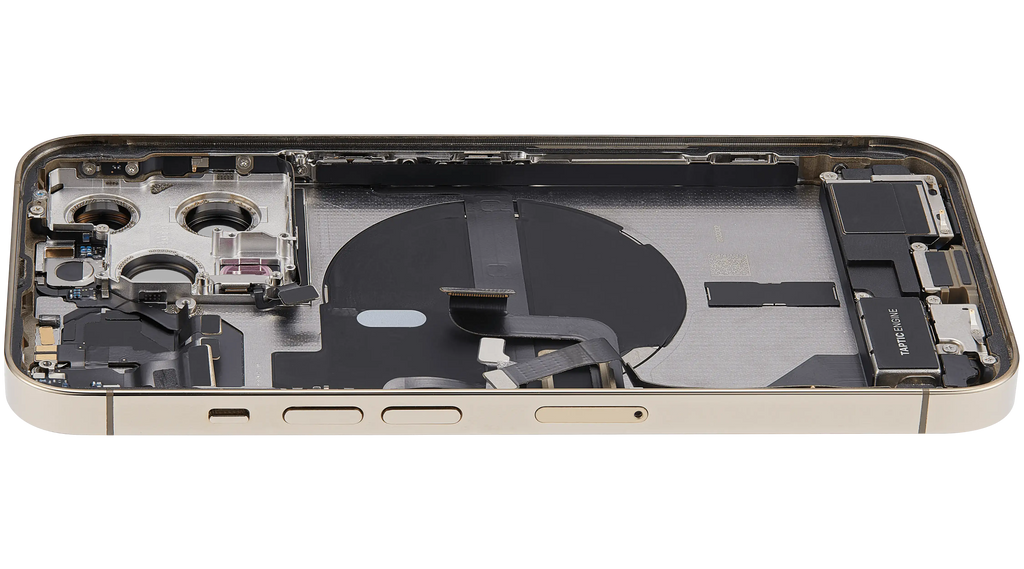 Backcover/Rahmen mit Ladebuchse Flex & Small Parts für iPhone 13 Pro (EU / Global Version) (gebrauchter OEM-Ausbau, Qualität A) (Gold)