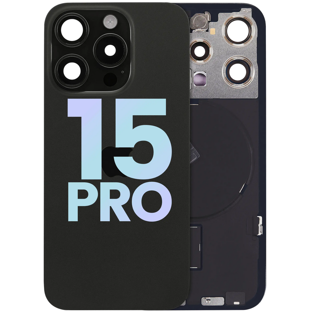 Backcover mit MagSafe Magnet & NFC & Blitz-Flexkabel für IPhone 15 Pro (Service Pack) (Schwarz Titanium)