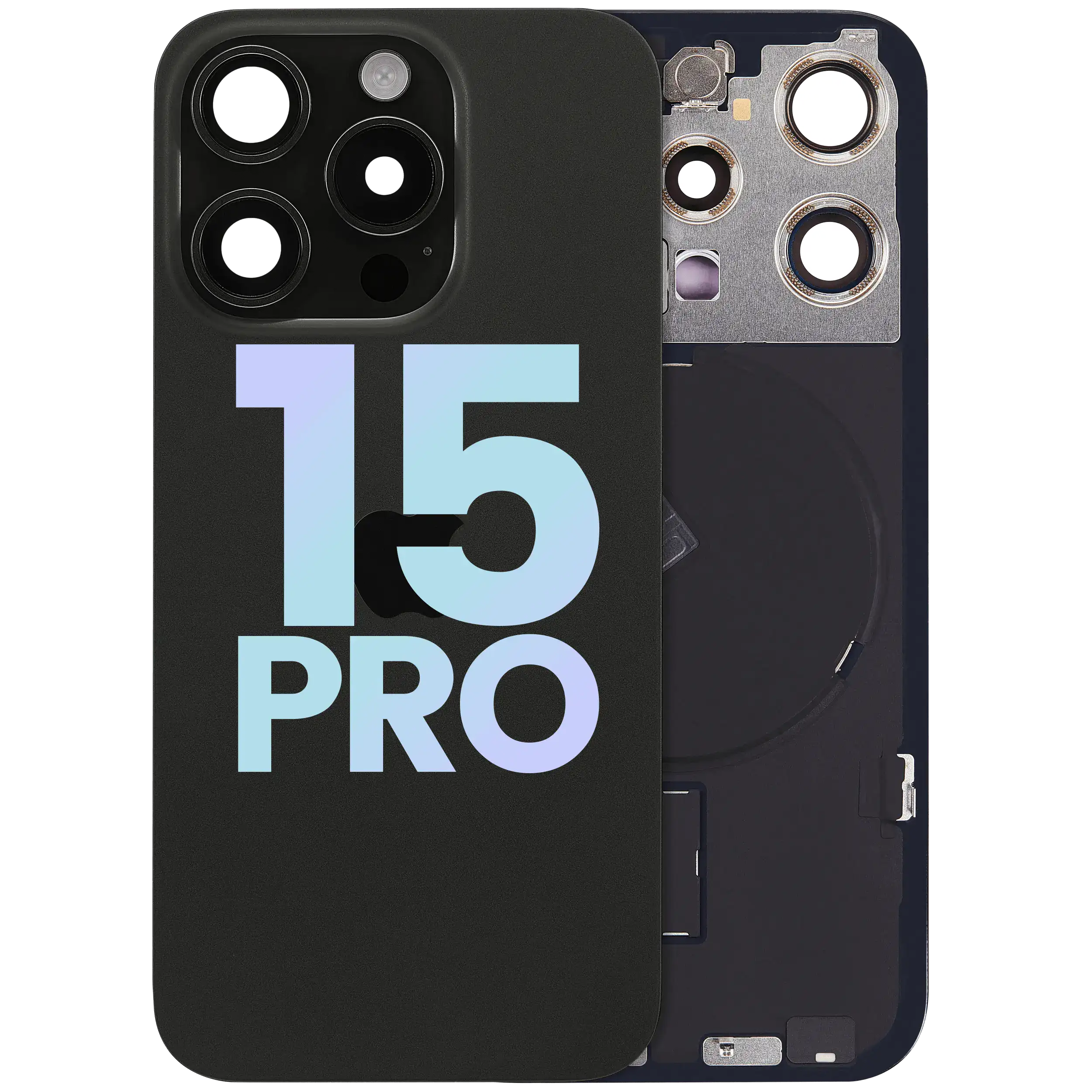 Backcover mit MagSafe Magnet & NFC & Blitz-Flexkabel für IPhone 15 Pro (Service Pack) (Schwarz Titanium)