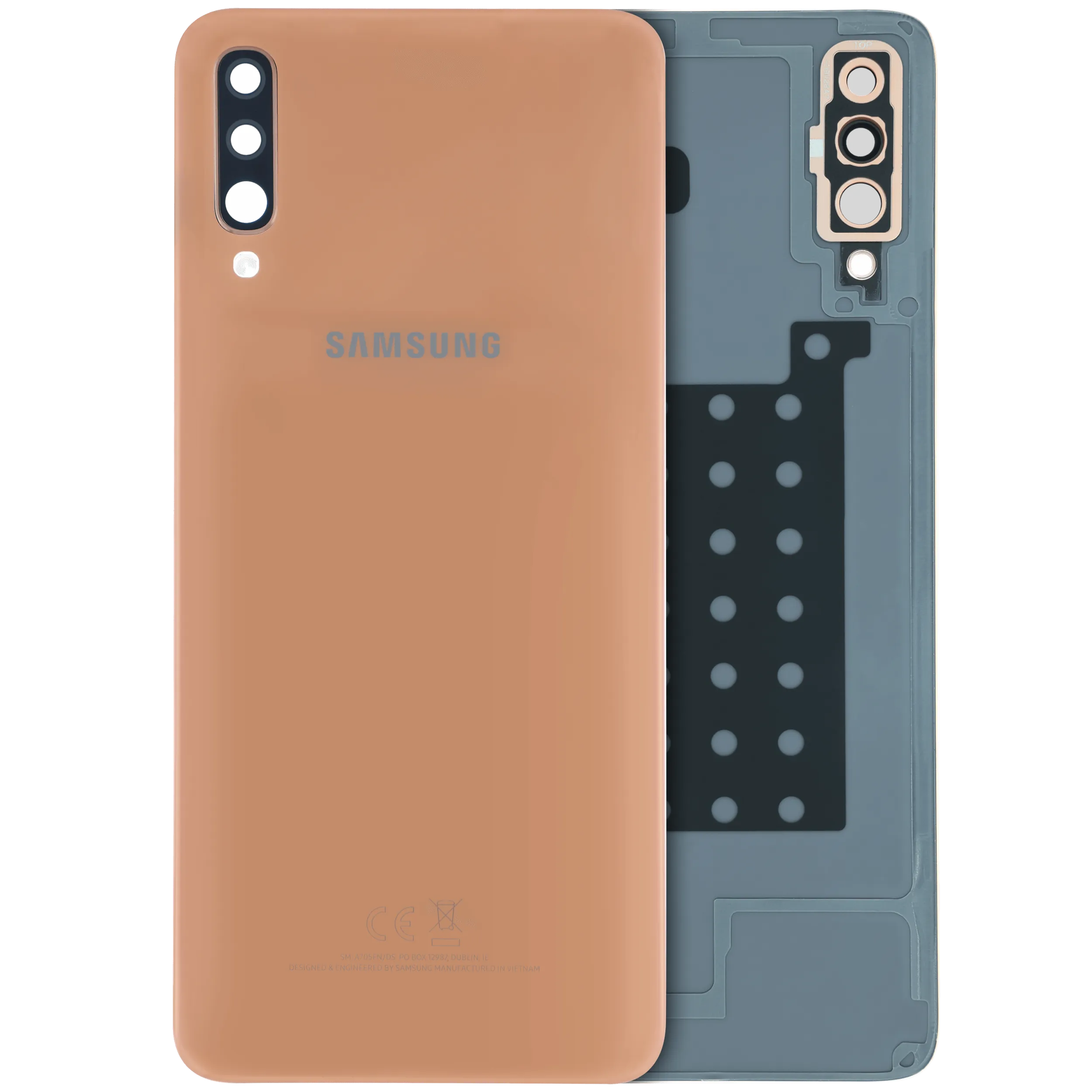 Backcover mit Camera Lens Compatible für Samsung Galaxy A70 (A705) (Service Pack) (Orange)