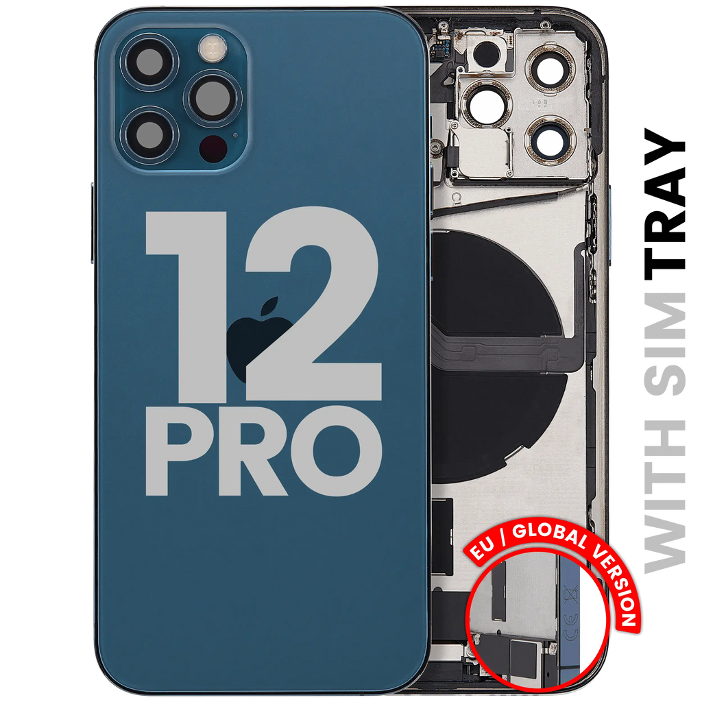 Backcover/Rahmen mit Ladebuchse Flex & Small Parts für iPhone 12 Pro (EU / Global Version) (gebrauchter OEM-Ausbau, Qualität A) (Pacific Blau)