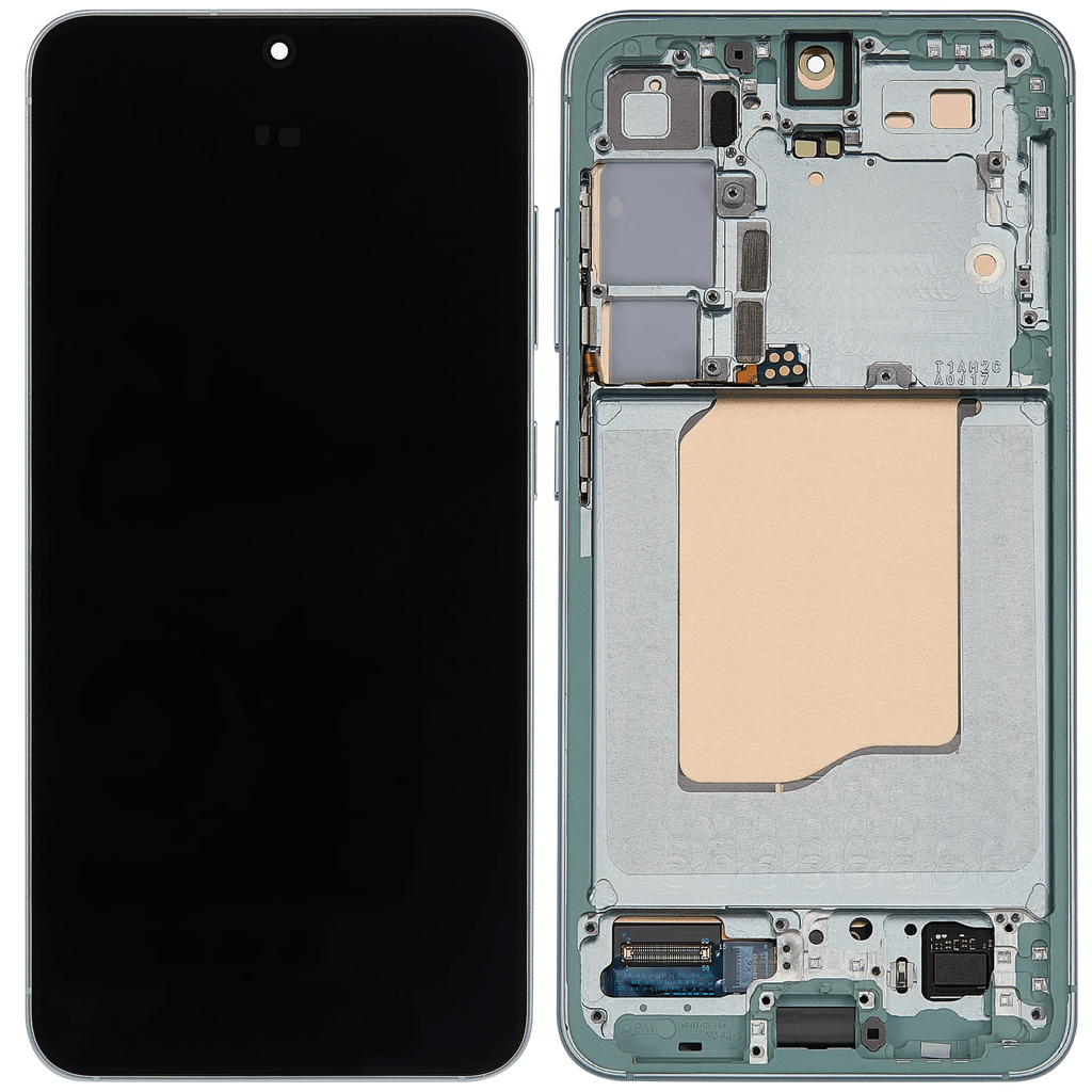 OLED-Display mit Rahmen für Samsung Galaxy S25 5G (US & International) (Aftermarket Plus) (Mint)