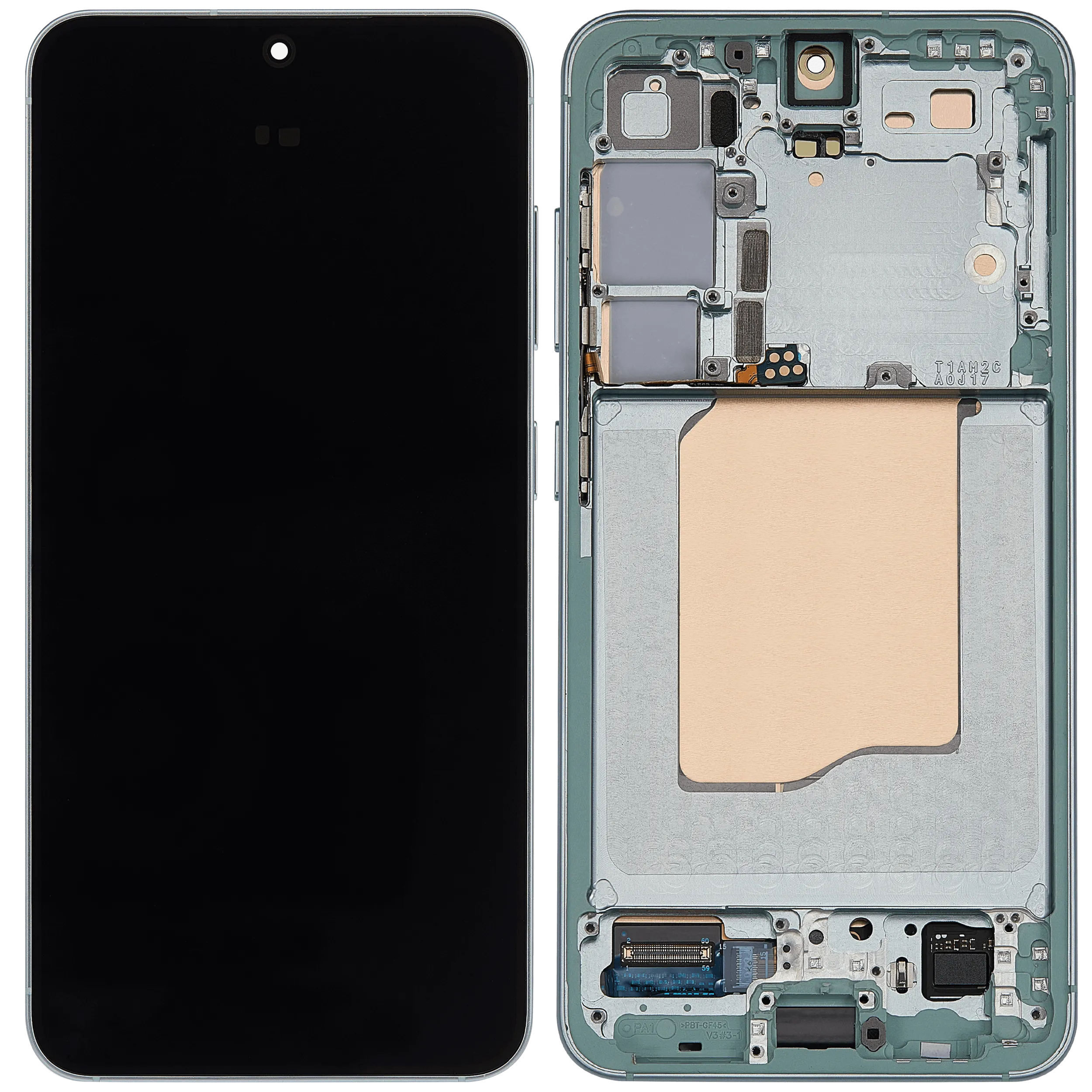 OLED-Display mit Rahmen für Samsung Galaxy S25 5G (US & International) (Aftermarket Plus) (Mint)