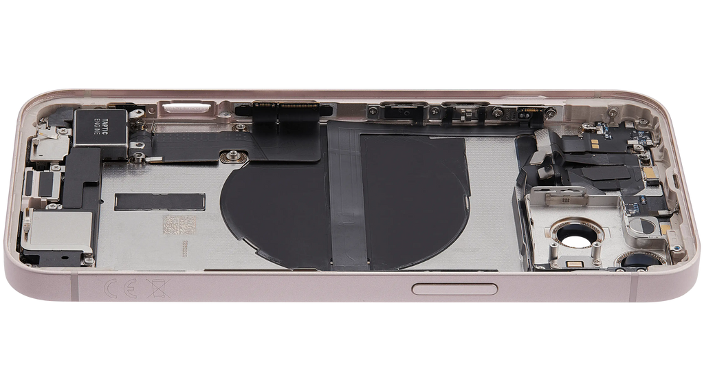 Backcover/Rahmen mit Ladebuchse Flex & Small Parts für iPhone 13 (EU / Global Version) (gebrauchter OEM-Ausbau, Qualität A) (Pink)