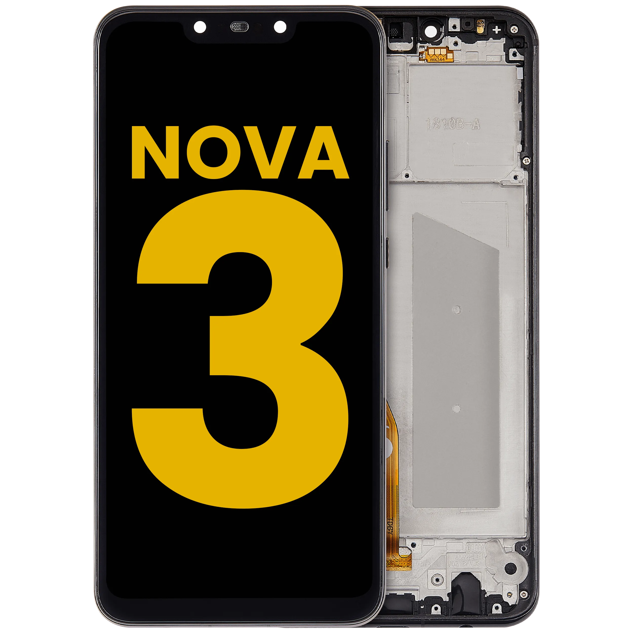 LCD-Display mit Rahmen für Huawei Nova 3 (2018) (Refurbished) (Schwarz)