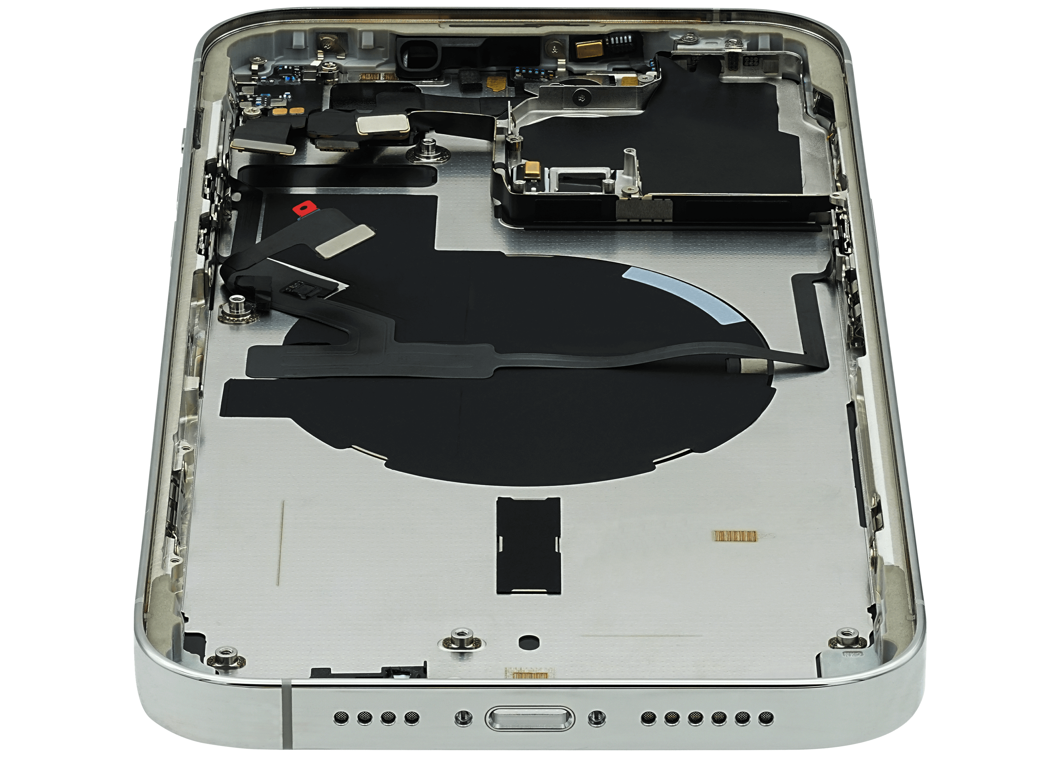 Backcover/Rahmen mit Small Parts für iPhone 14 Pro Max (EU / Global Version) (gebrauchter OEM-Ausbau, Qualität A) (Silber)