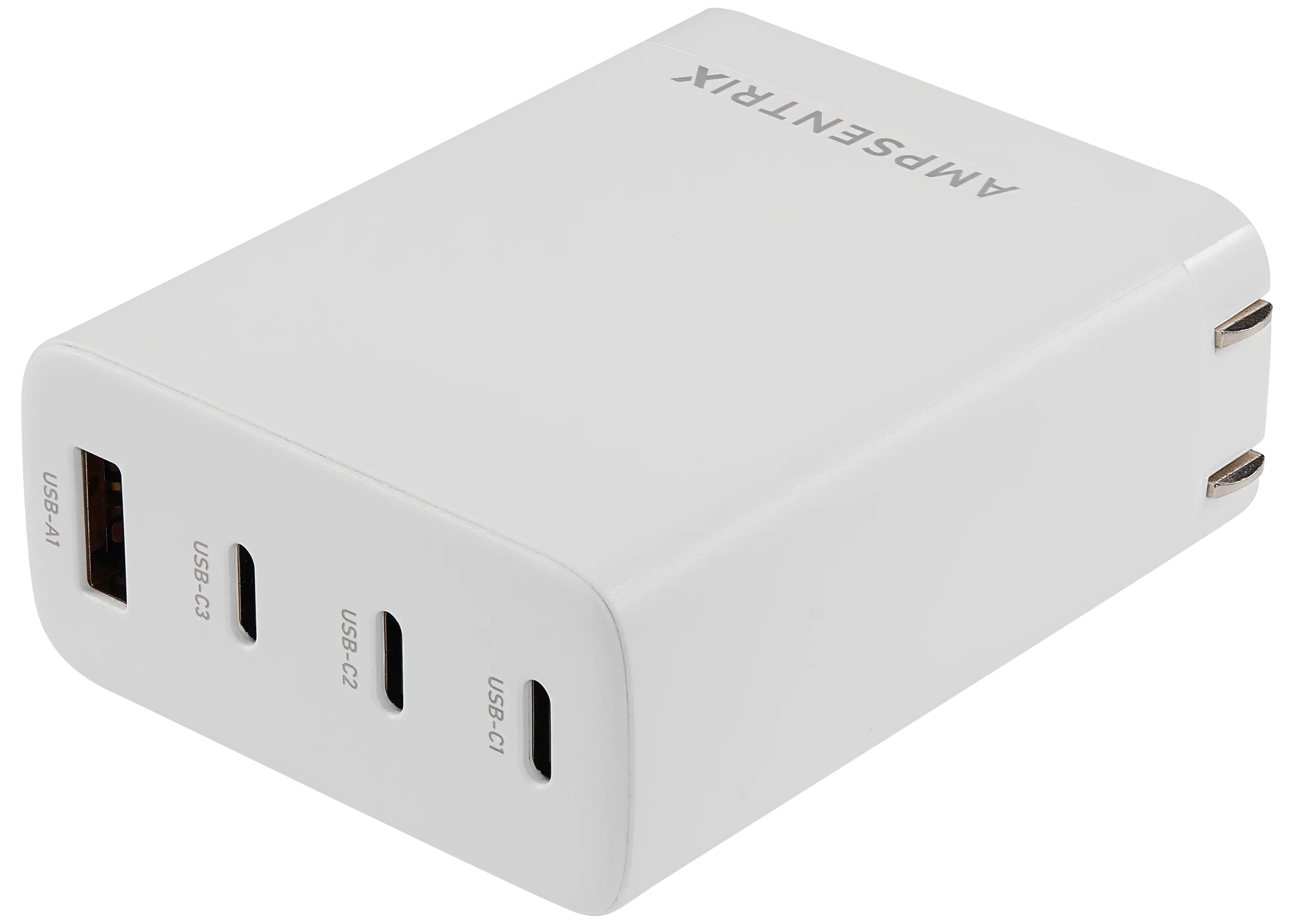 Ampsentrix Wandadapter 100W mit 4 USB-Steckplätzen (USB-C & USB-A)