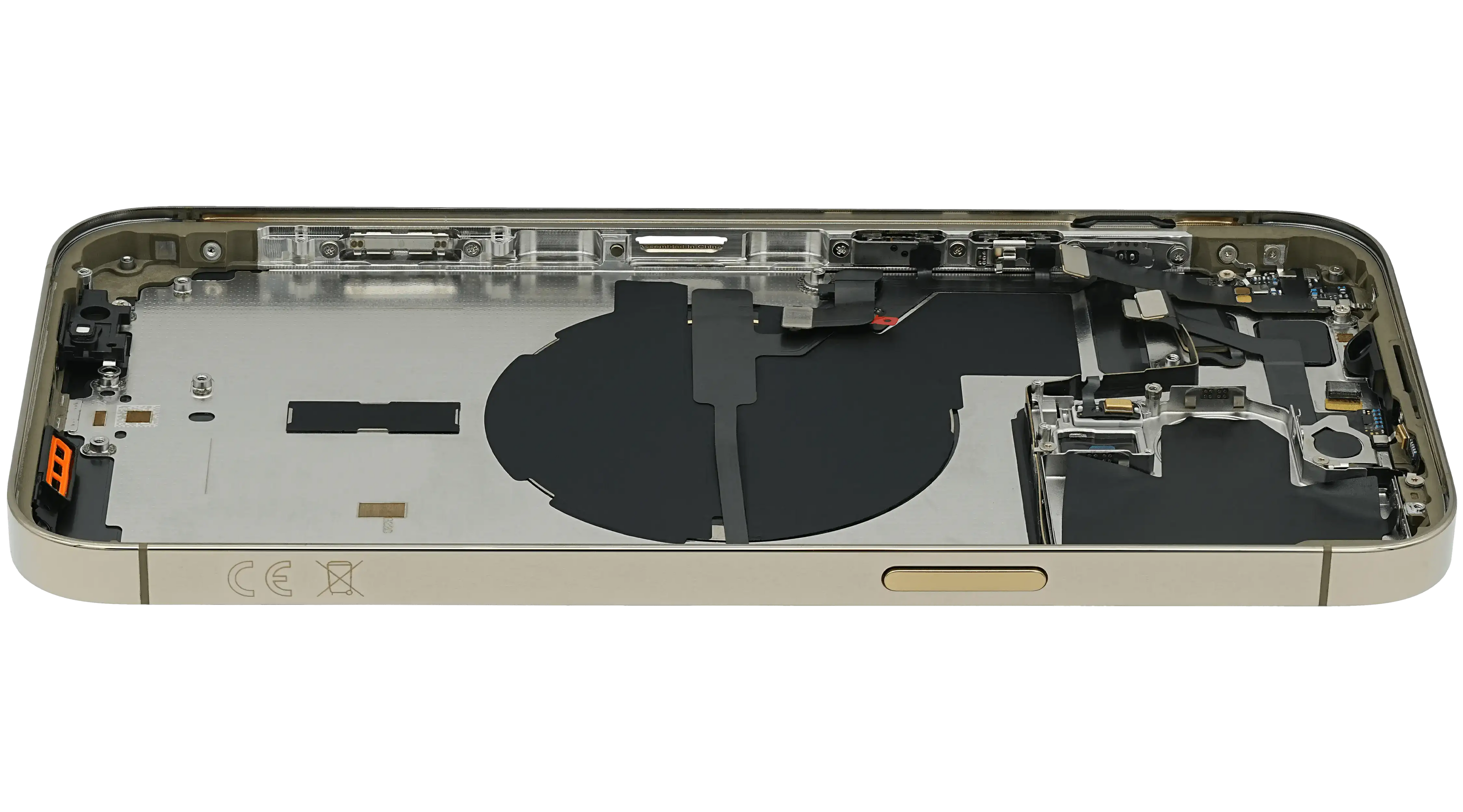 Backcover/Rahmen mit Small Parts für iPhone 14 Pro Max (EU / Global Version) (gebrauchter OEM-Ausbau, Qualität B) (Gold)
