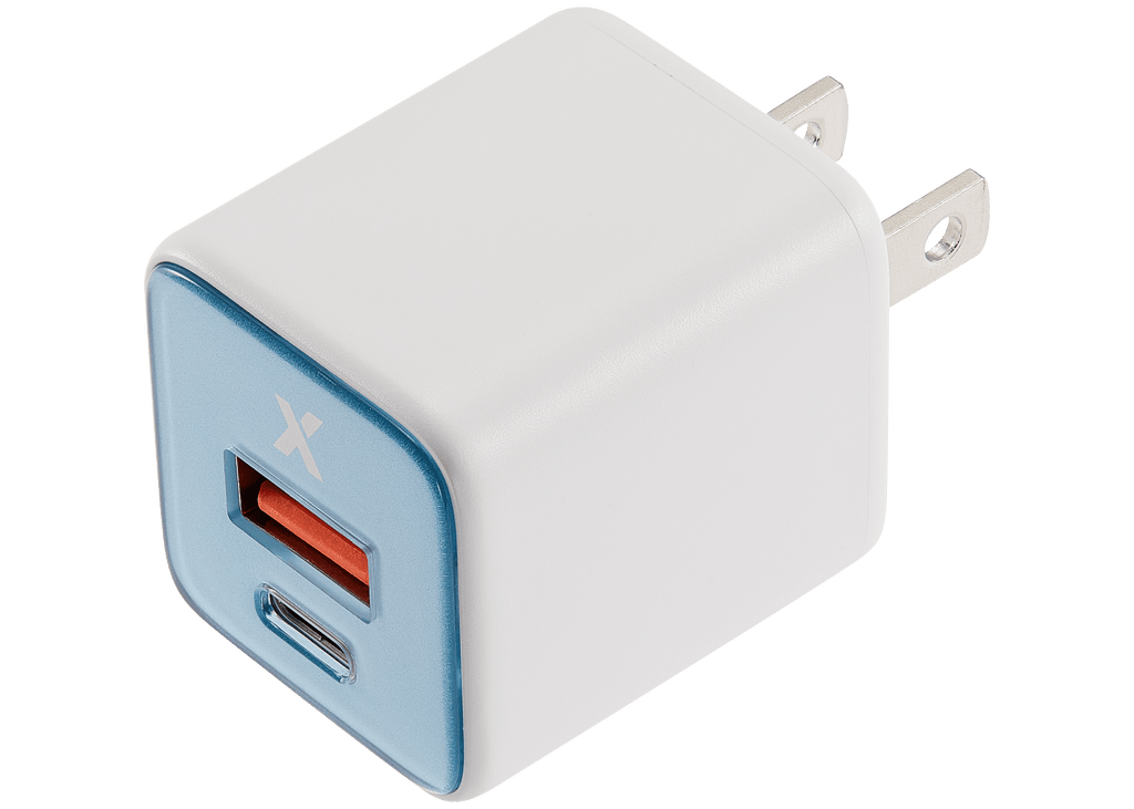 AmpSentrix Pro 30W 2-in-1 USB-C / USB-A GaN Wall Adapter (Teal)