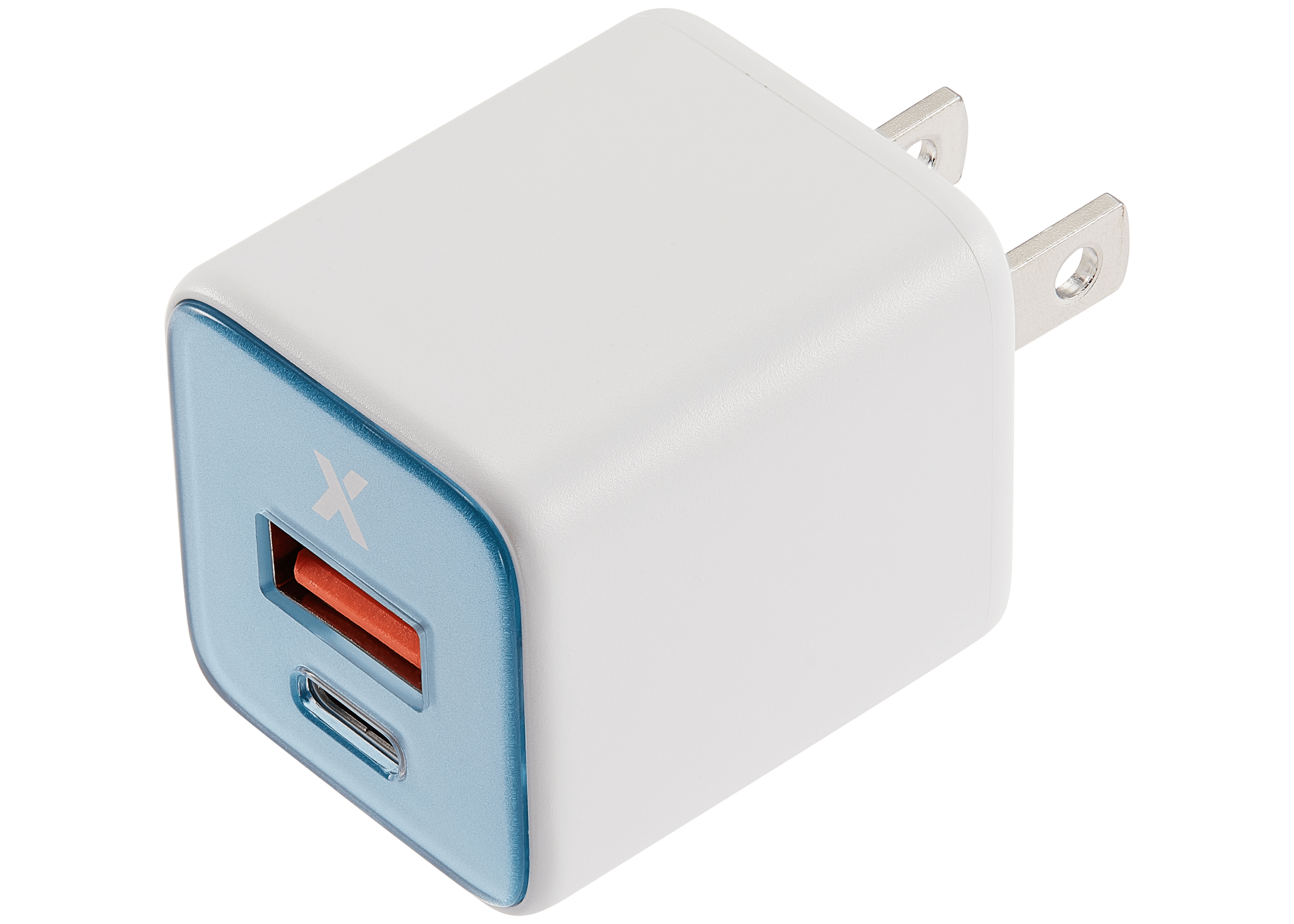 AmpSentrix Pro 30W 2-in-1 USB-C / USB-A GaN Wall Adapter (Teal)