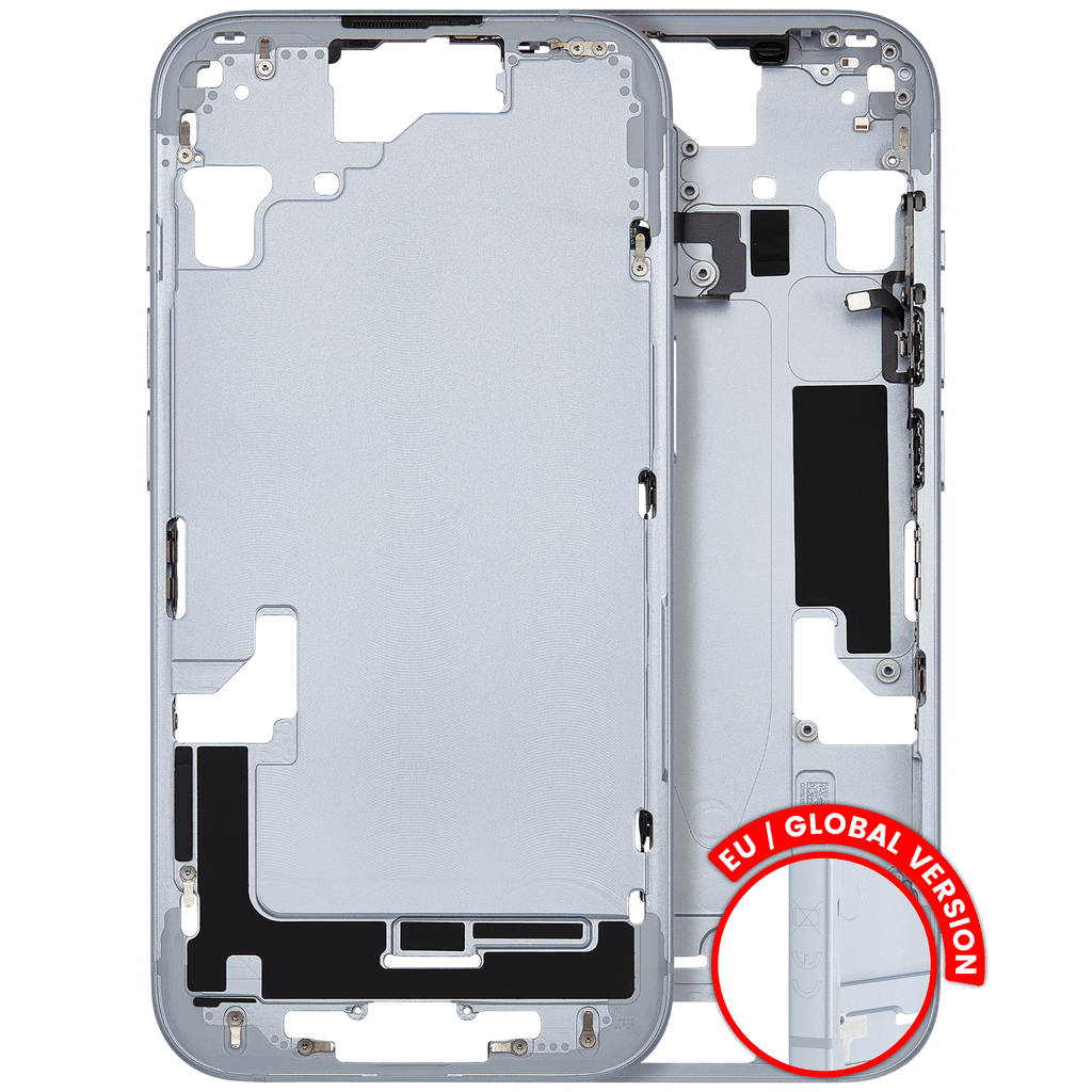 Midframe/Rahmen mit Small Parts für iPhone 15 (EU / Global Version) (gebrauchter OEM-Ausbau, Qualität A) (Blau)