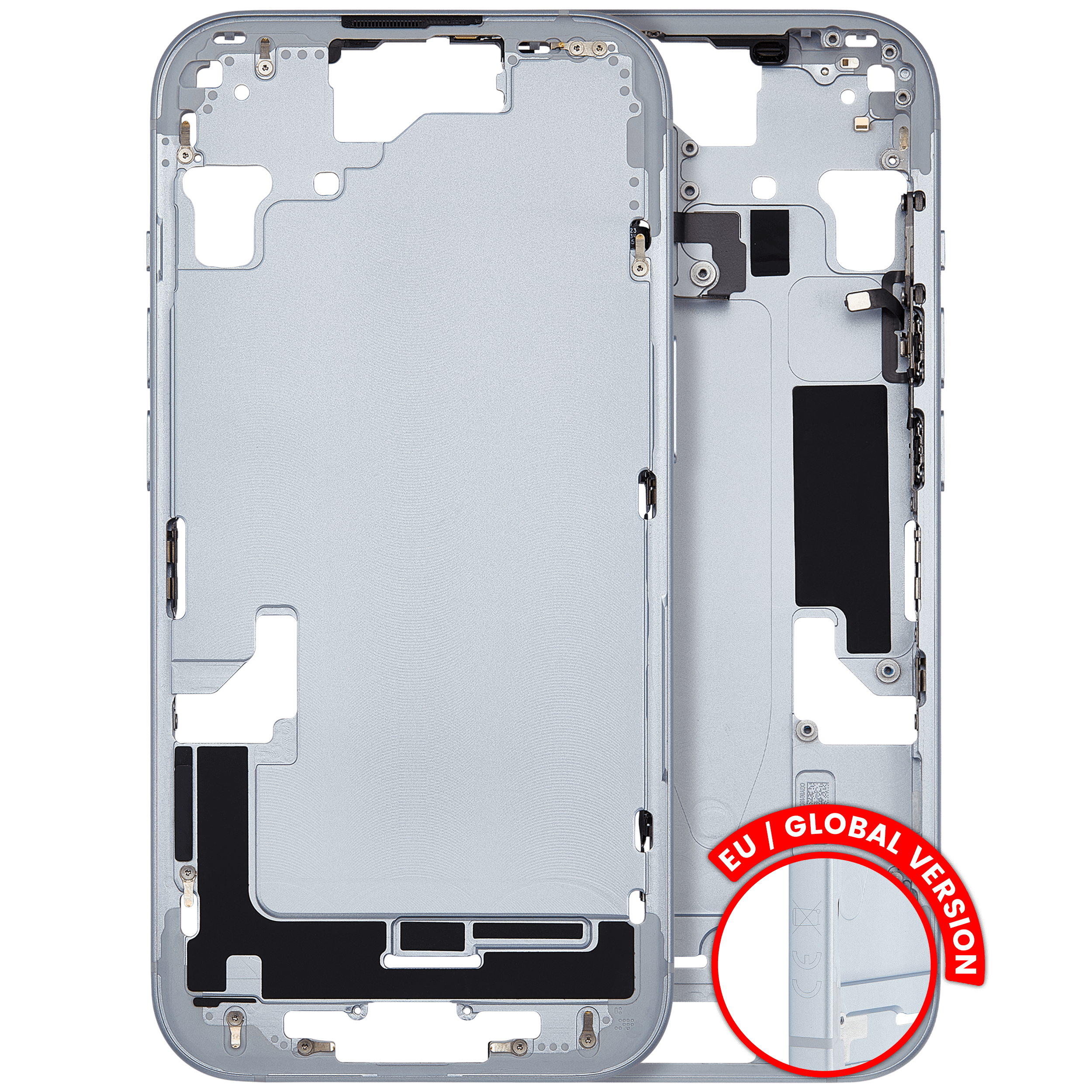 Midframe/Rahmen mit Small Parts für iPhone 15 (EU / Global Version) (gebrauchter OEM-Ausbau, Qualität A) (Blau)