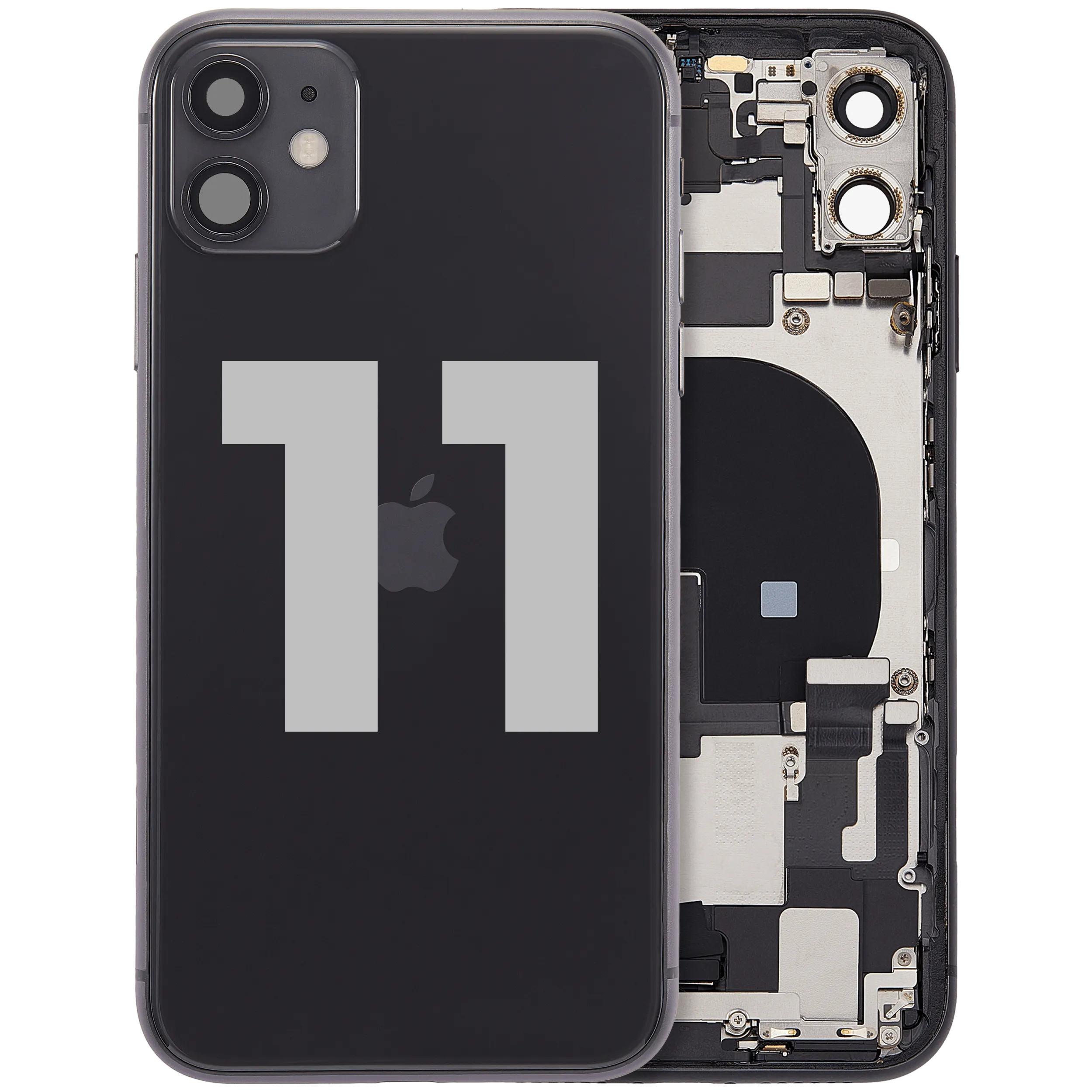 Backcover/Rahmen mit Ladebuchse Flex & Small Parts für iPhone 11 (gebrauchter OEM-Ausbau, Qualität B) (Schwarz)
