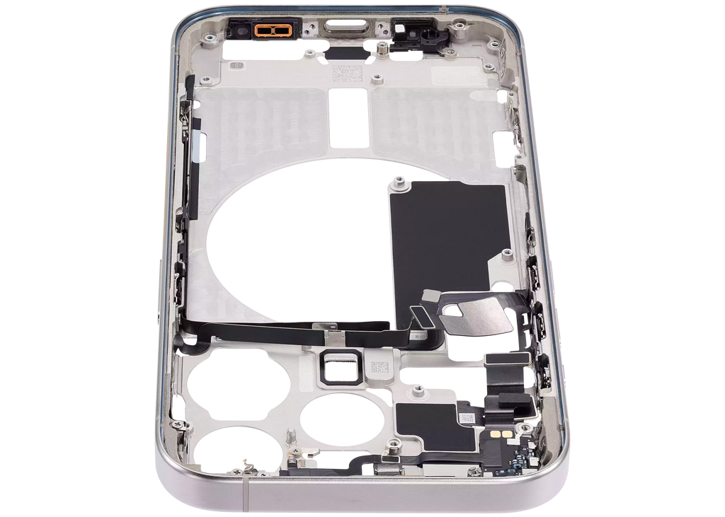 Midframe/Rahmen mit Small Parts für iPhone 15 Pro (EU / Global Version) (Aftermarket Plus) (Weiß Titanium)