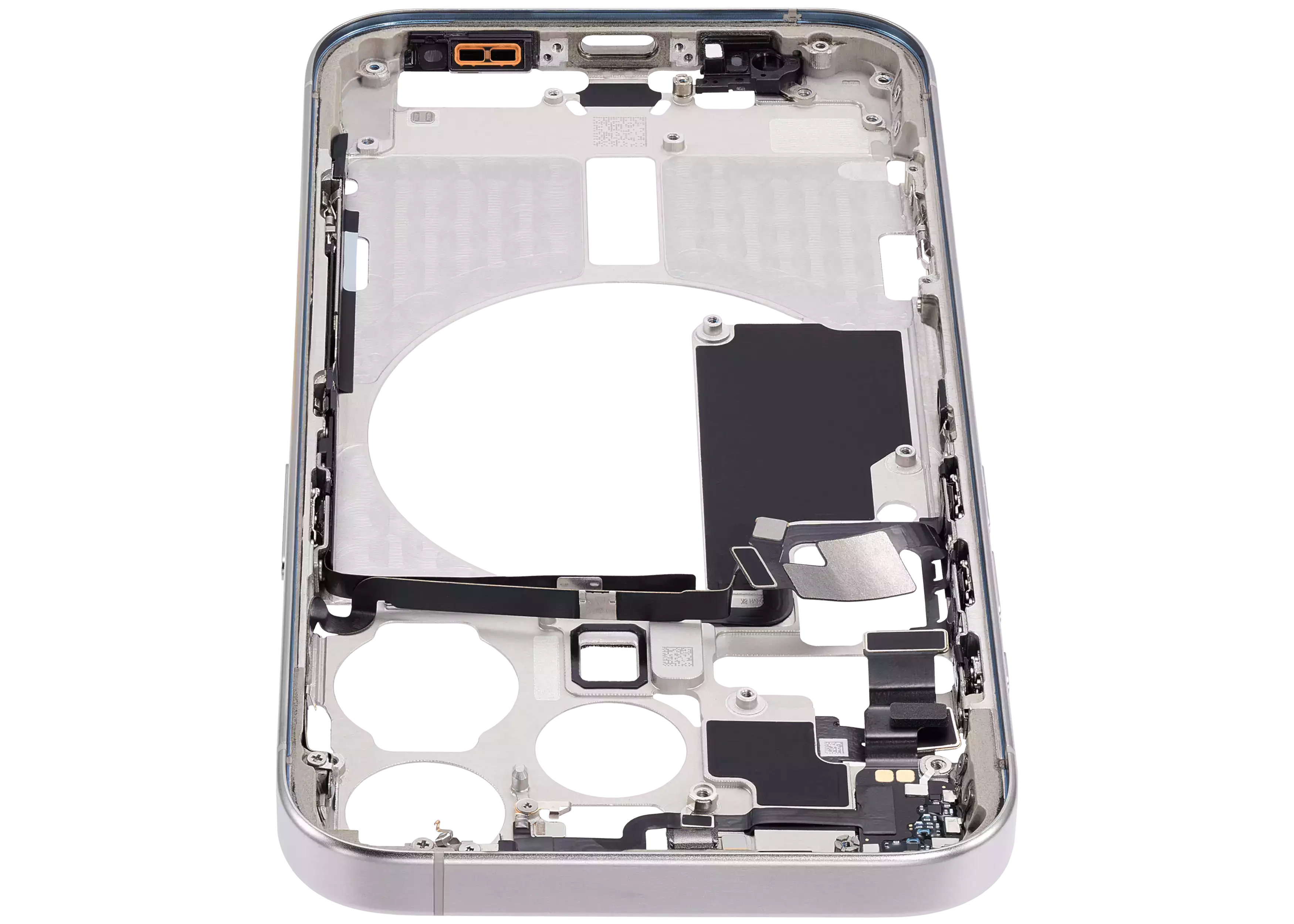Midframe/Rahmen mit Small Parts für iPhone 15 Pro (EU / Global Version) (Aftermarket Plus) (Weiß Titanium)
