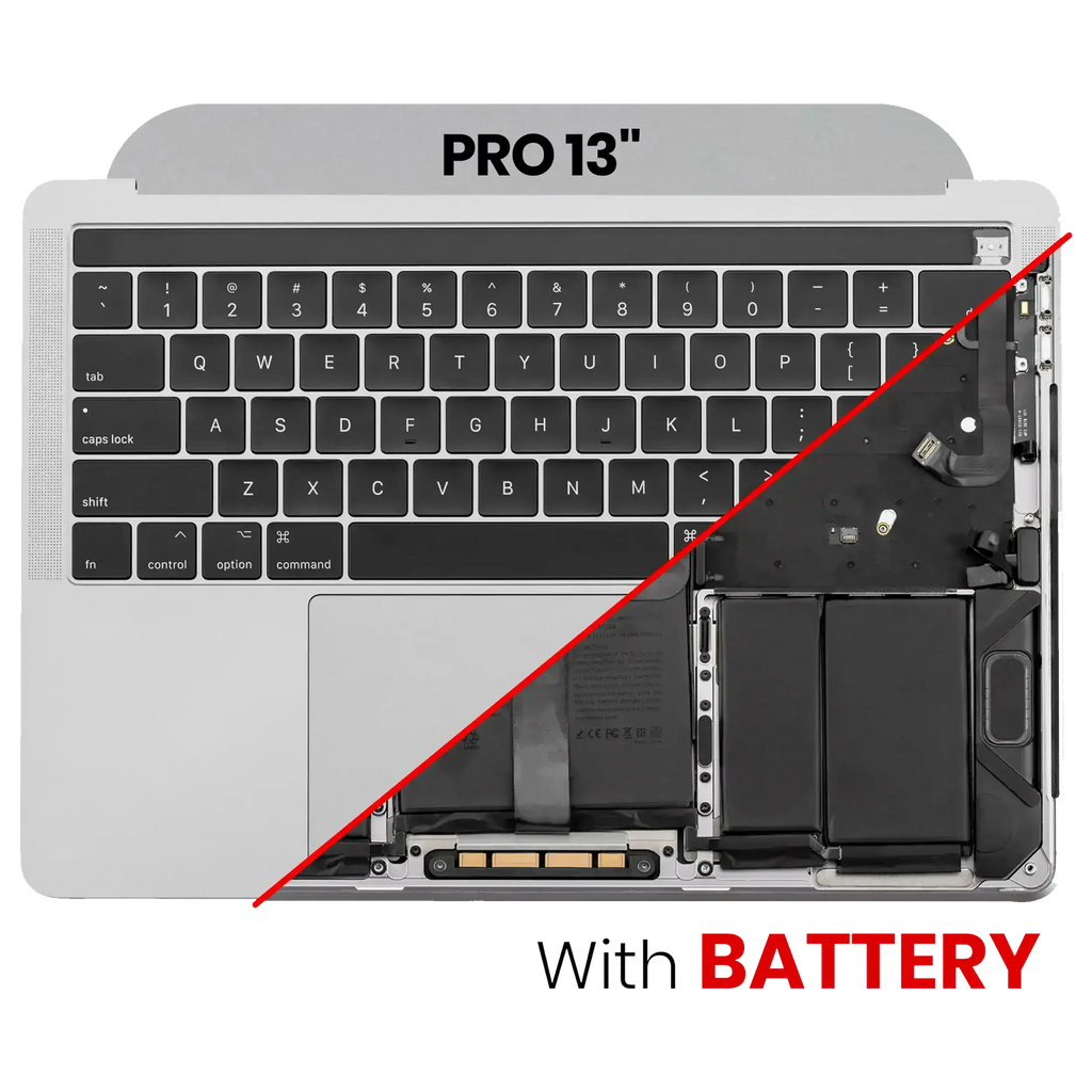 Top Case with Battery and Keyboard for MacBook Pro 13" (A1989 / Late 2018 / Early 2019) – US Keyboard – Quality B/C – Silver