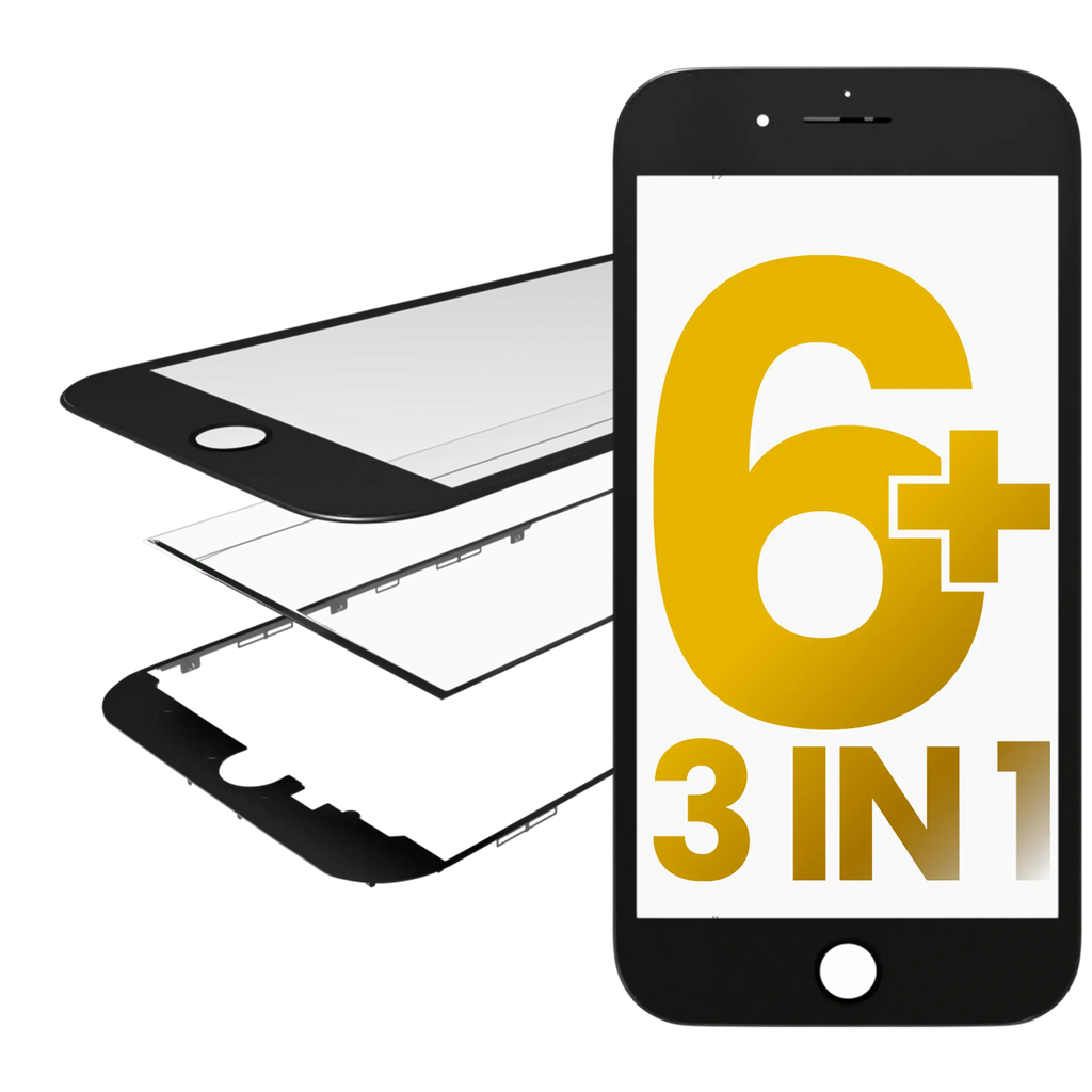 3 in 1 (Front Glass + Frame + OCA Pre-Installed) für iPhone 6 Plus (2 Pack) (Schwarz)