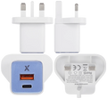AmpSentrix 30W 2-in-1 USB-C / USB-A Wall Adapter (220V / UK Plug) (Ultramarine)